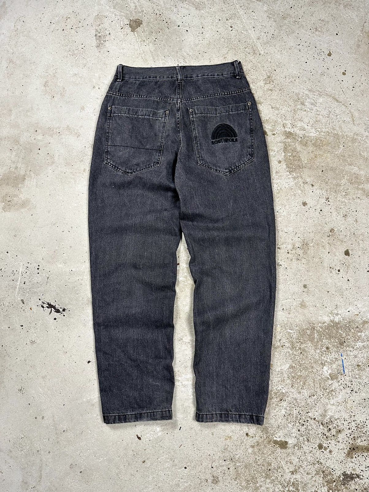 Vintage Southpole Grey Baggy Embroidery Logo Denim Pants