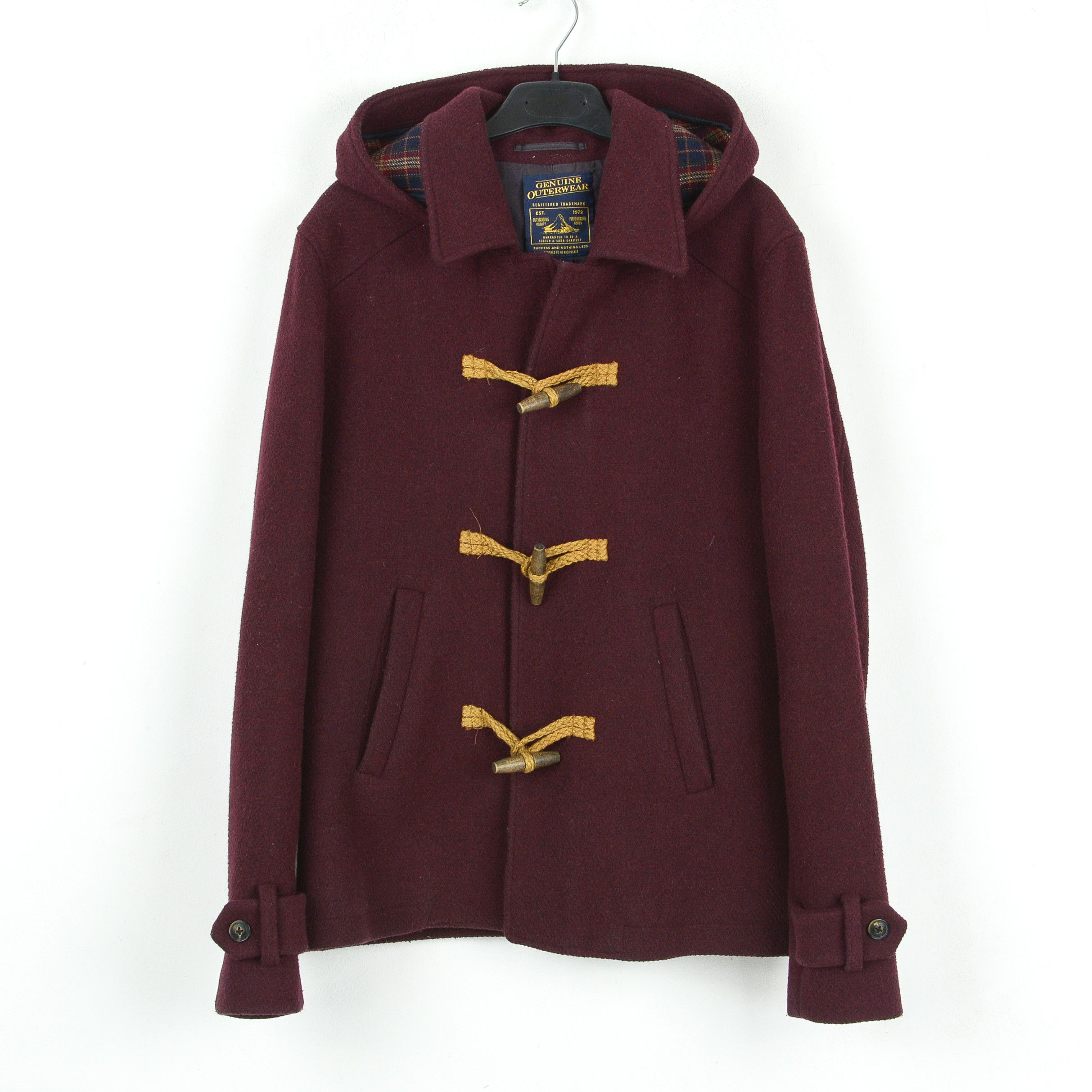 image of Scotch Soda x Winter Session Duffle Coat Outerwear Men Wool Parka Jacket Hooded Toggle in Burgundy 