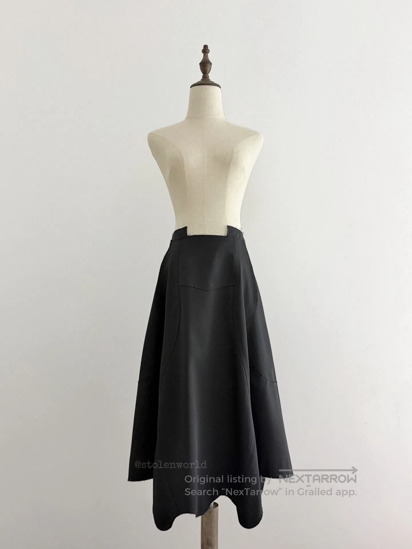 Comme des Garcons black deconstructed hemline skirt. Size 23" - 3 Thumbnail