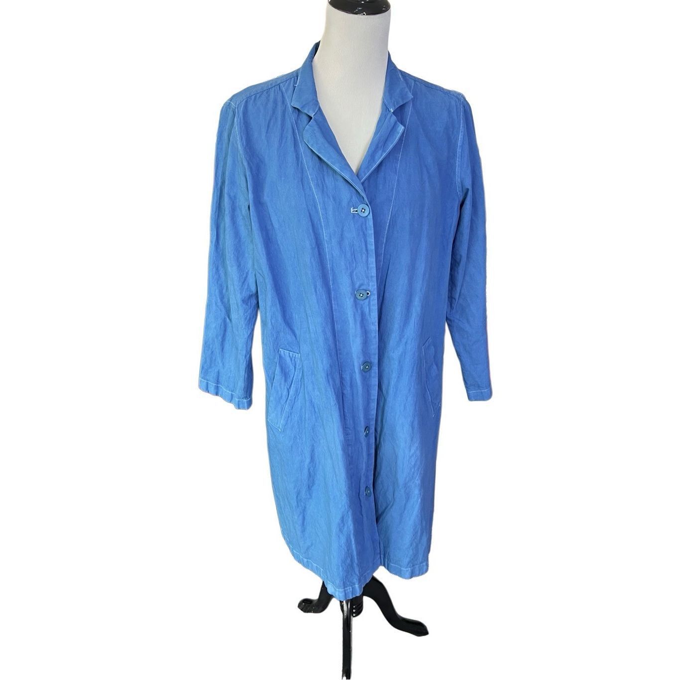 Eileen Fisher Eileen Fisher light weight blue cotton blend coat jacket siz Size M / US 6-8 / IT 42-44 - 1 Thumbnail