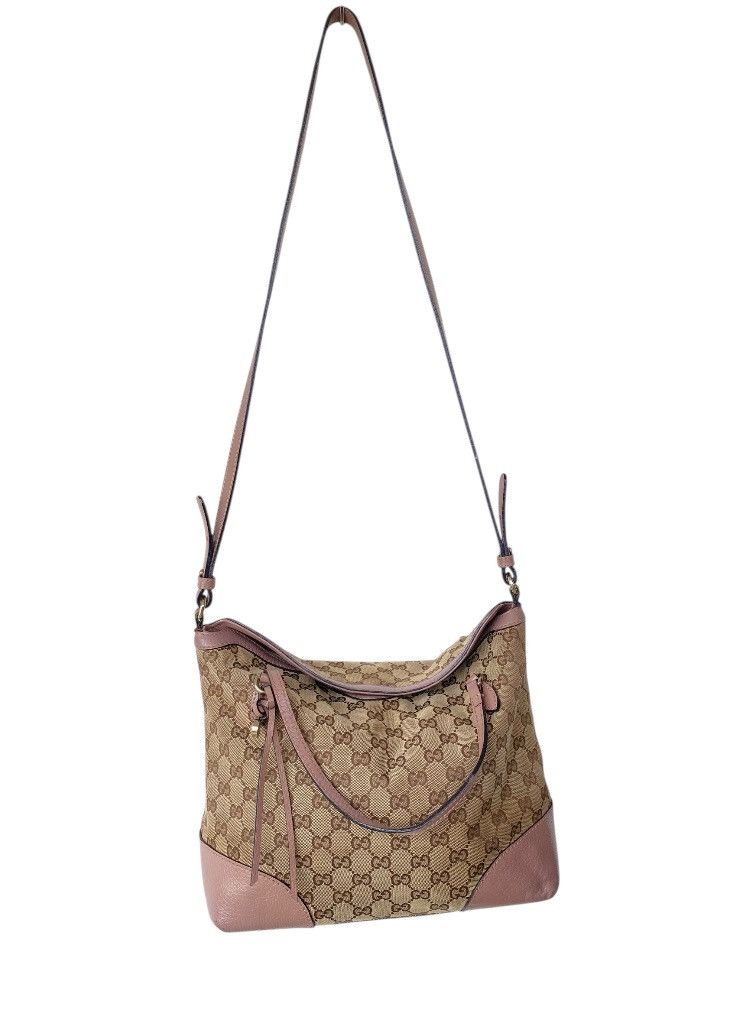 Gucci Gucci Brown Medium GG Canvas Satchel Beige Pony Size ONE SIZE - 2 Thumbnail