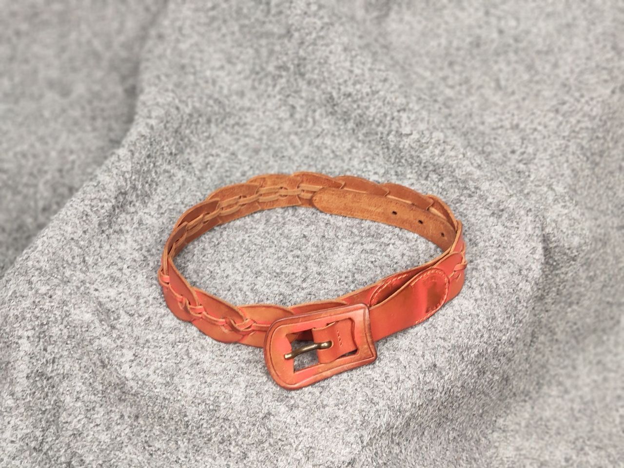 Diesel Vintage Diesel Brown Leather Braided Orange belt Y2K Style Size ONE SIZE - 2 Thumbnail