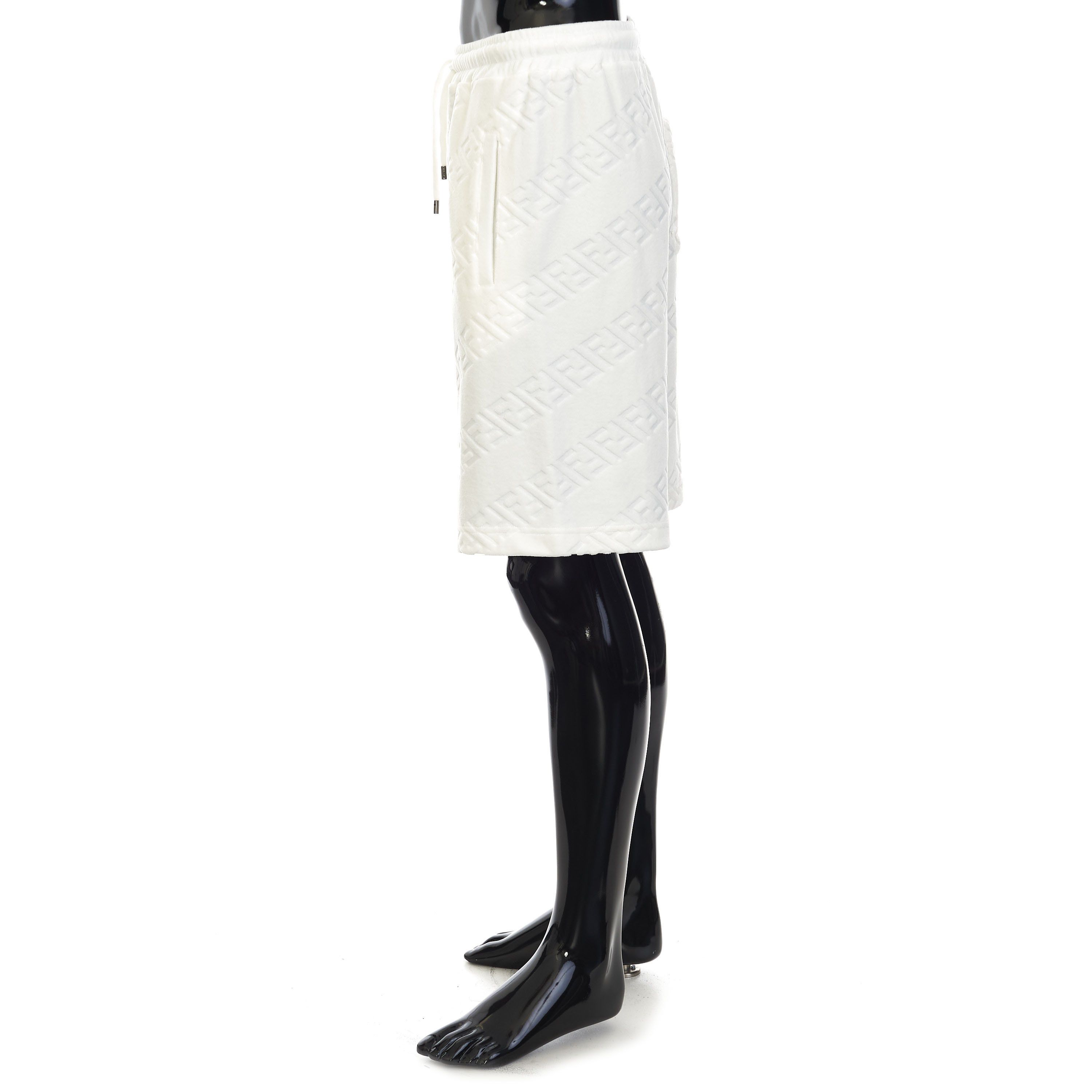 Fendi White Bermuda Pants With Diagonal 3D Effect FF Motif Size US 32 / EU 48 - 3 Thumbnail