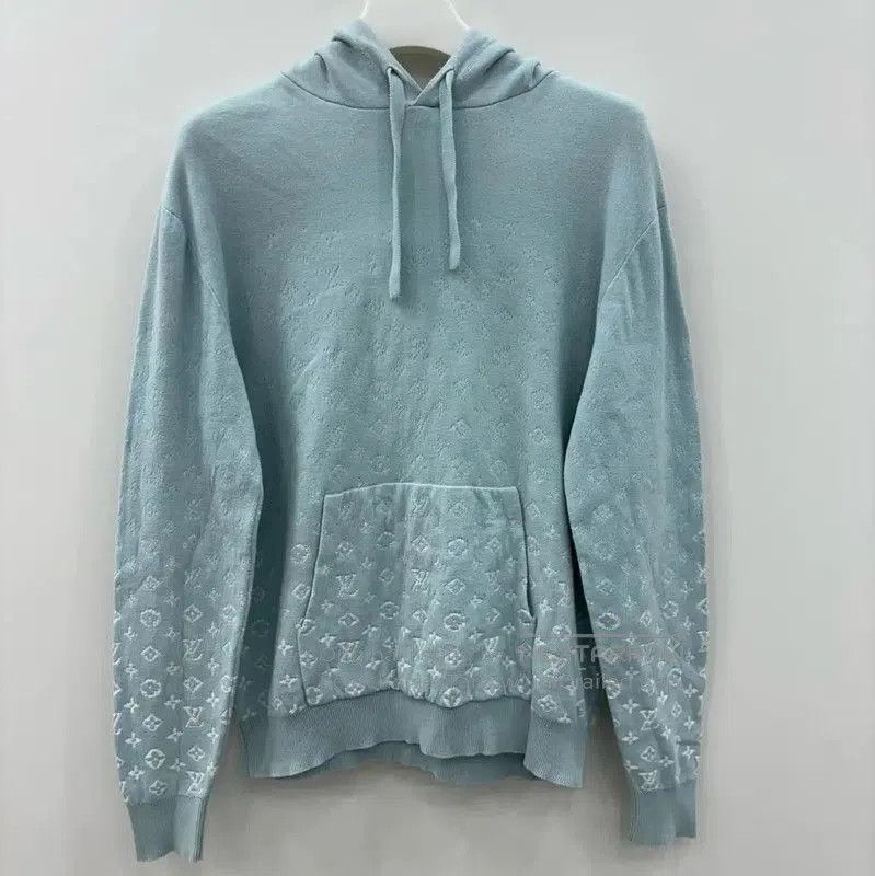 Louis Vuitton Louis Vuitton Light Blue Cotton Knitted Hoodie . Size XL / US 12-14 / IT 48-50 - 1 Thumbnail