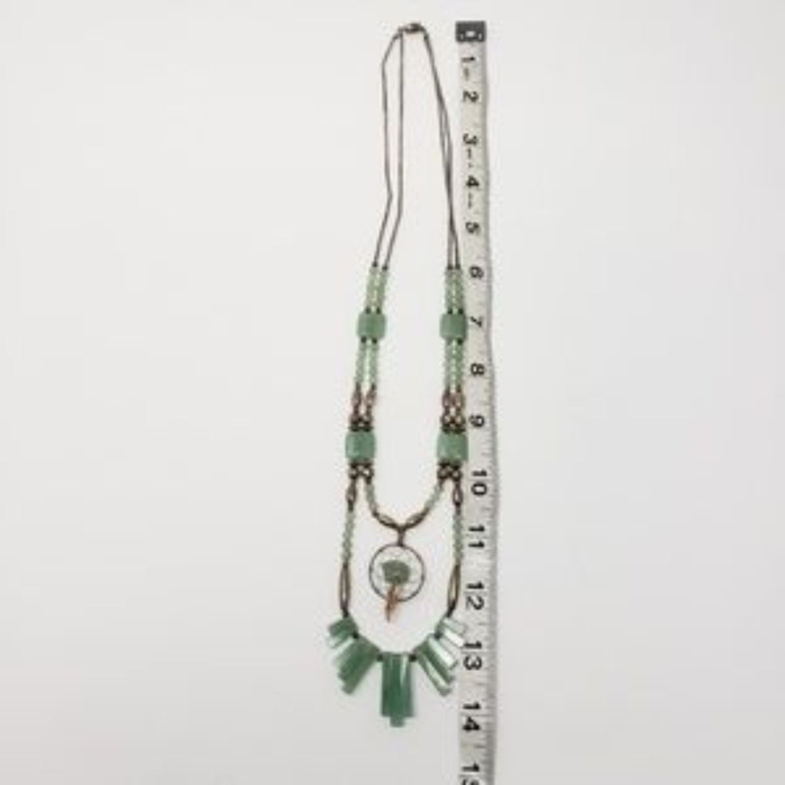 Other Silver-Tone & Green 2-Strand Necklace wDreamcatcher Pendant Size ONE SIZE - 6 Thumbnail