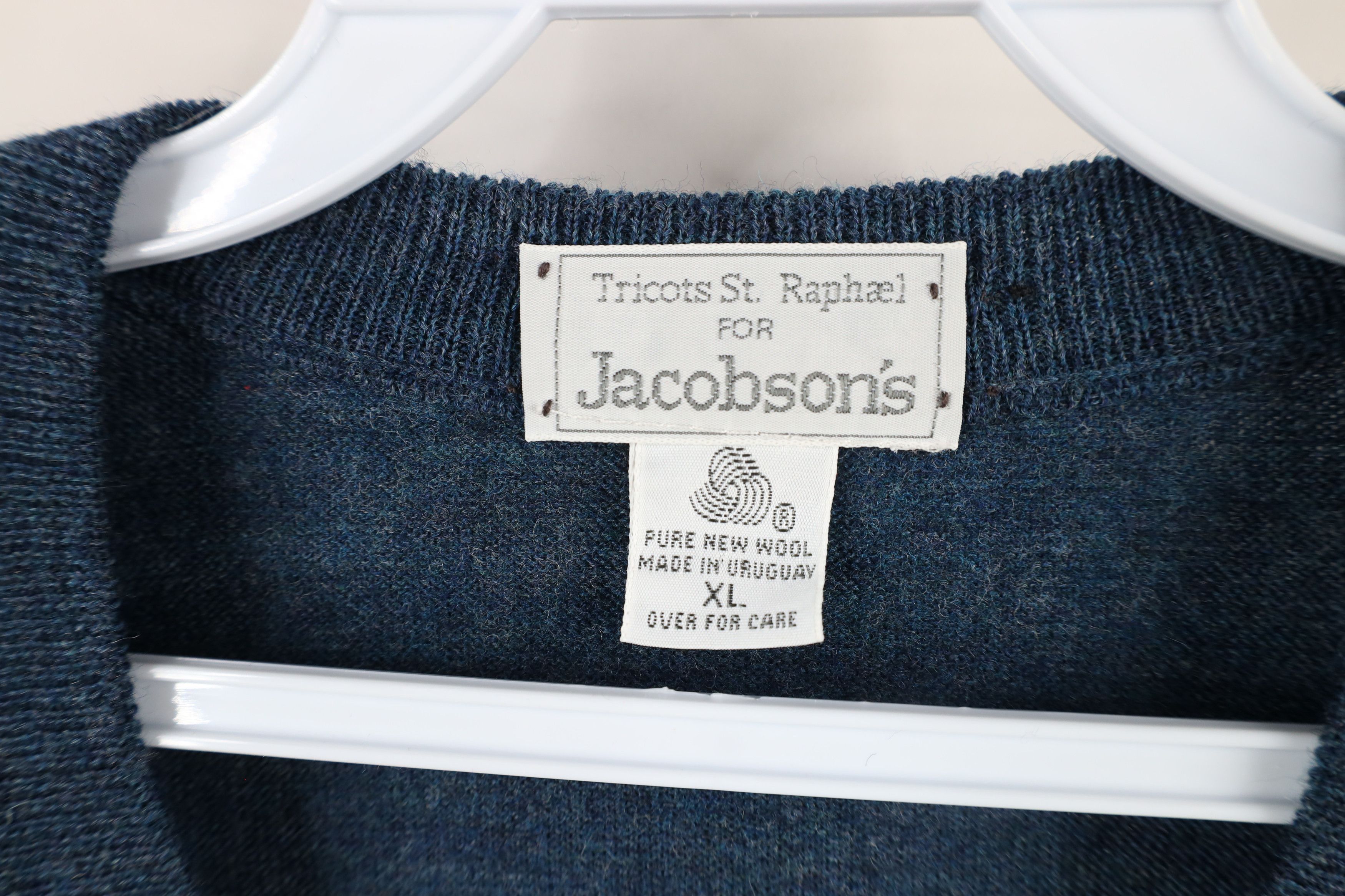 Vintage Vintage 90s Streetwear Wool Knit V-Neck Sweater Heather Blue Size US XL / EU 56 / 4 - 4 Thumbnail