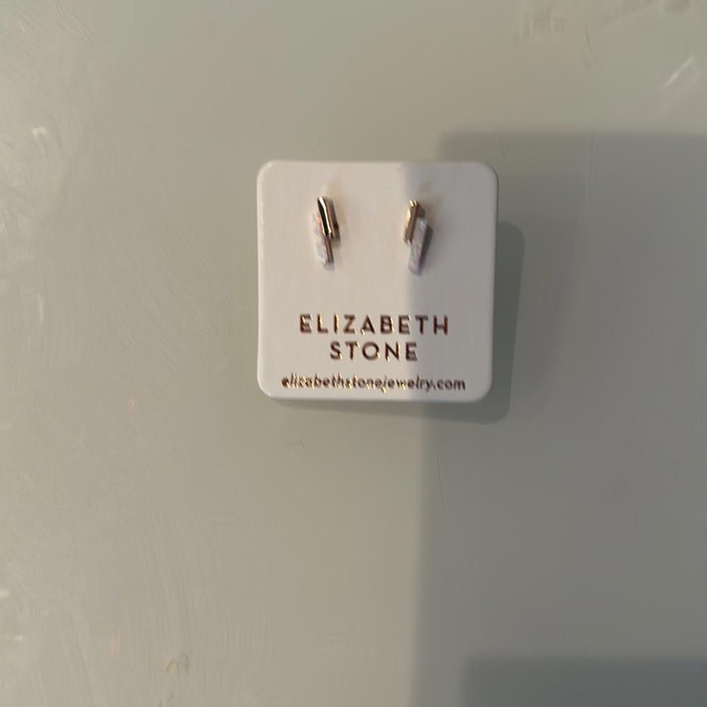 Designer ELIZABETH STONE Gold and Opal Mod Bar Stud Earrings NEW Size ONE SIZE - 4 Thumbnail