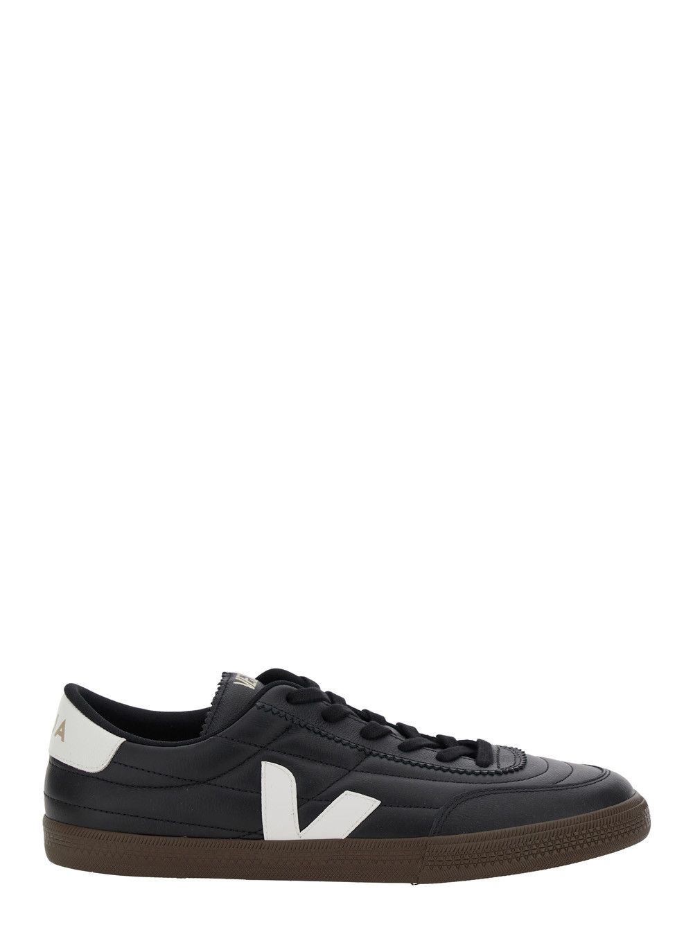 Veja 'Panenka' Black Sneaker with Logo on the Side and Contrasting Heel in Leather Unisex Size US 11 / EU 44 - 1 Thumbnail