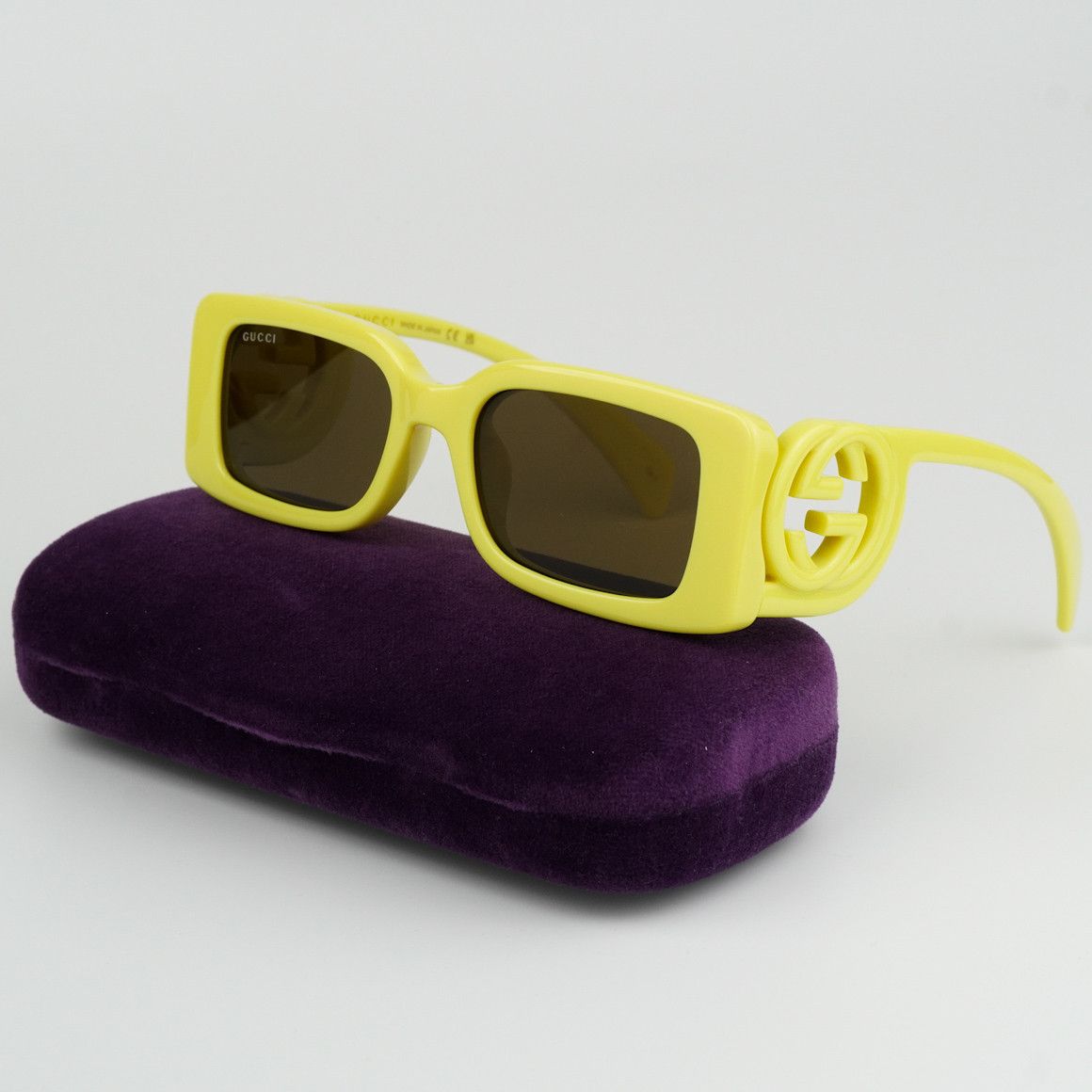 Gucci NEW Gucci GG1325S 007 Acid Yellow Brown Unisex Sunglasses Size ONE SIZE - 1 Thumbnail