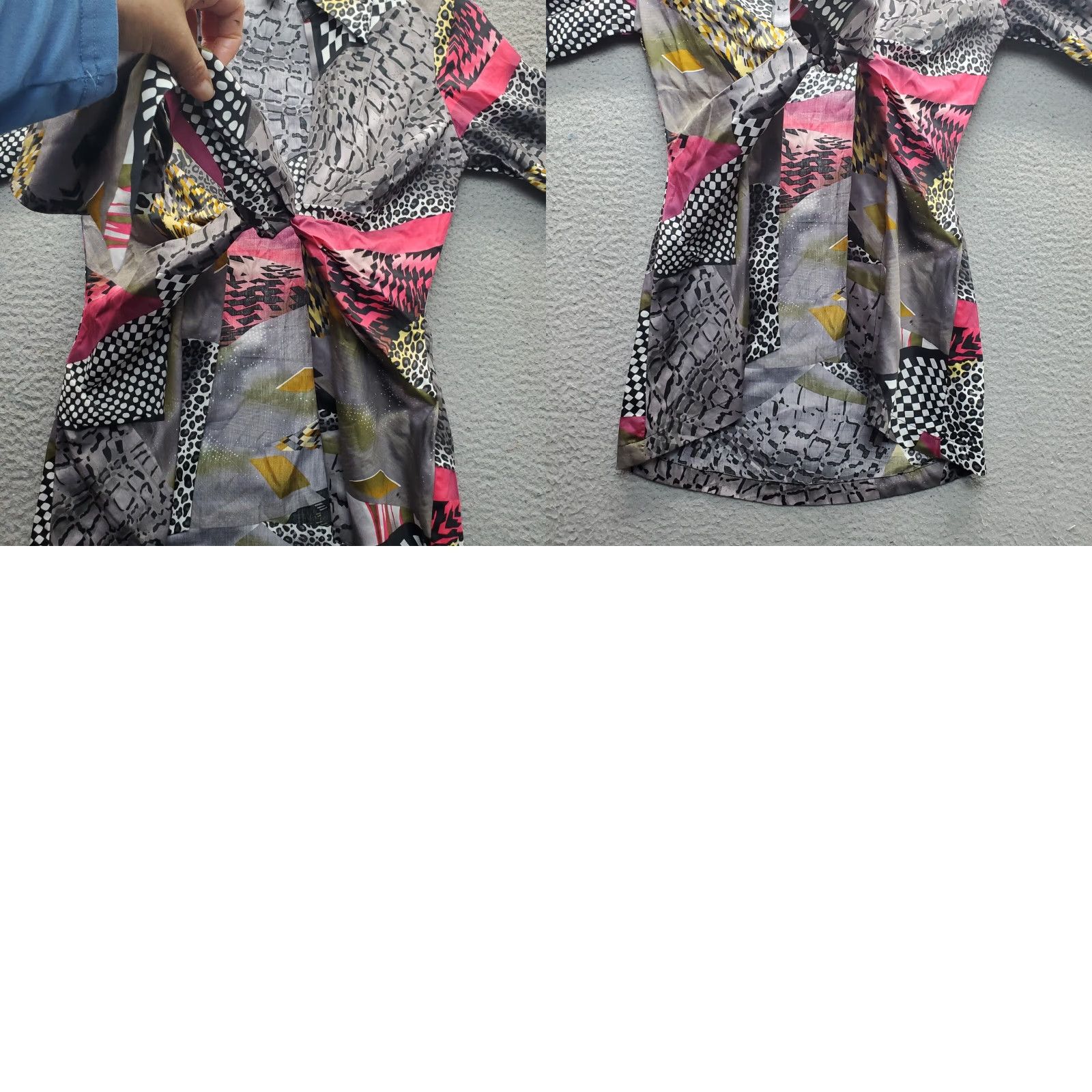 Vintage Mishca Womens Size S Multi Leopard Print Collared Tie Waist Open Front Mini Dress - Casual, Party/Cocktail Size S / US 4 / IT 40 - 8 Thumbnail