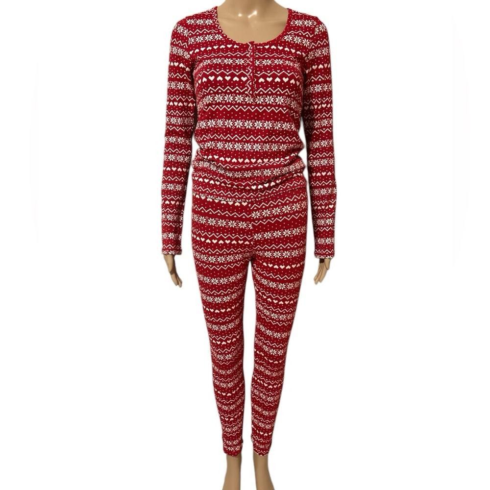 H&M Women's H&M Red & White Long-Sleeve Pajama Set Size ONE SIZE - 1 Thumbnail