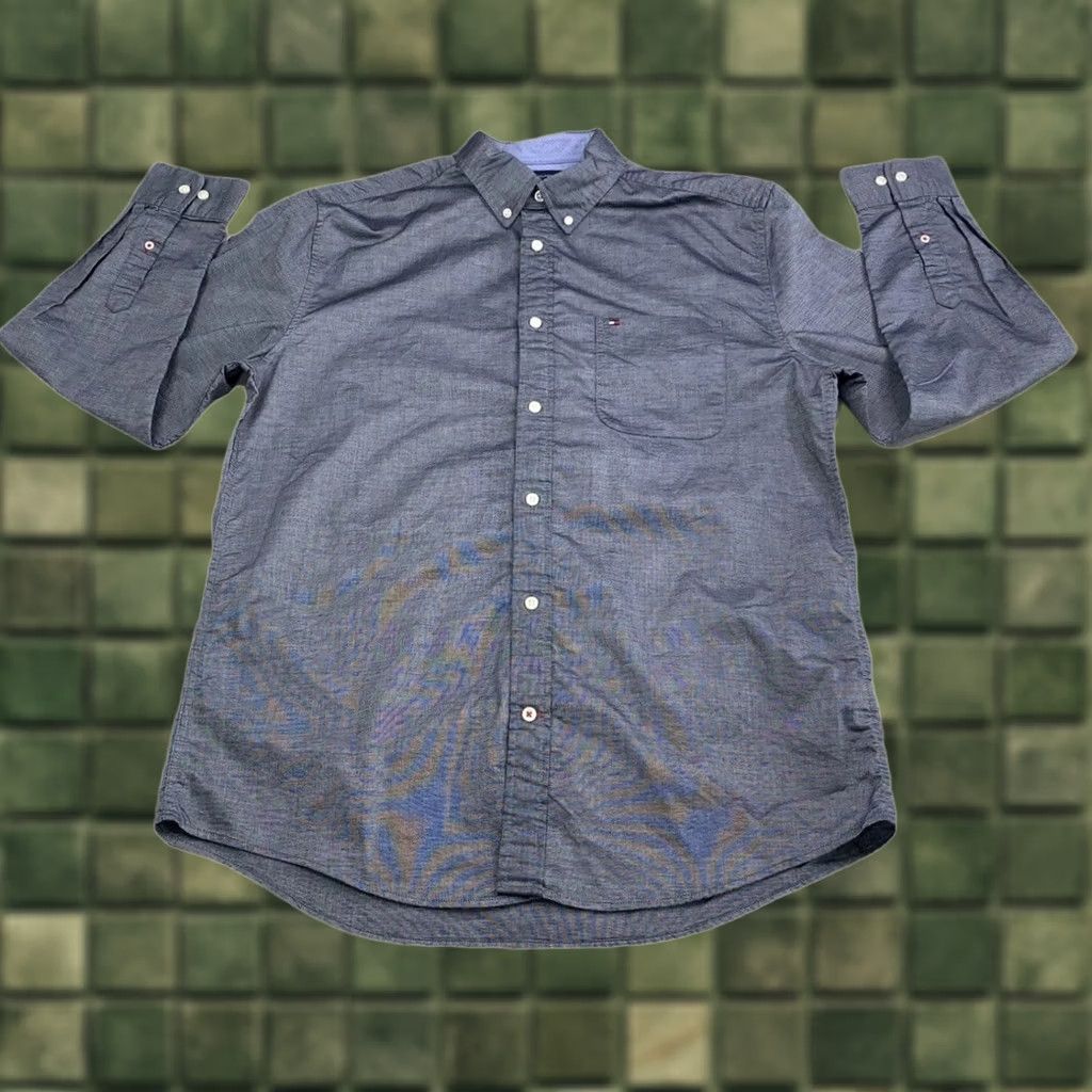 Tommy Hilfiger Tommy Hilfiger High-Sheen Stretch Woven Button-Down Oxford Men’s Shirt Large Gray Size US L / EU 52-54 / 3 - 1 Thumbnail