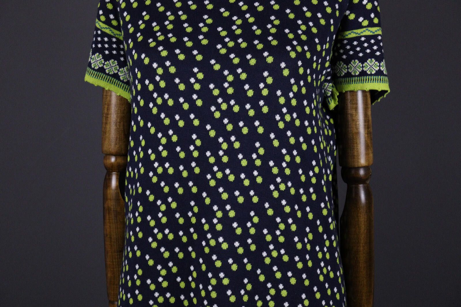Designer Deerberg by Oska Colorful Green Floral Knit Dress Size L Size L / US 10 / IT 46 - 2 Thumbnail
