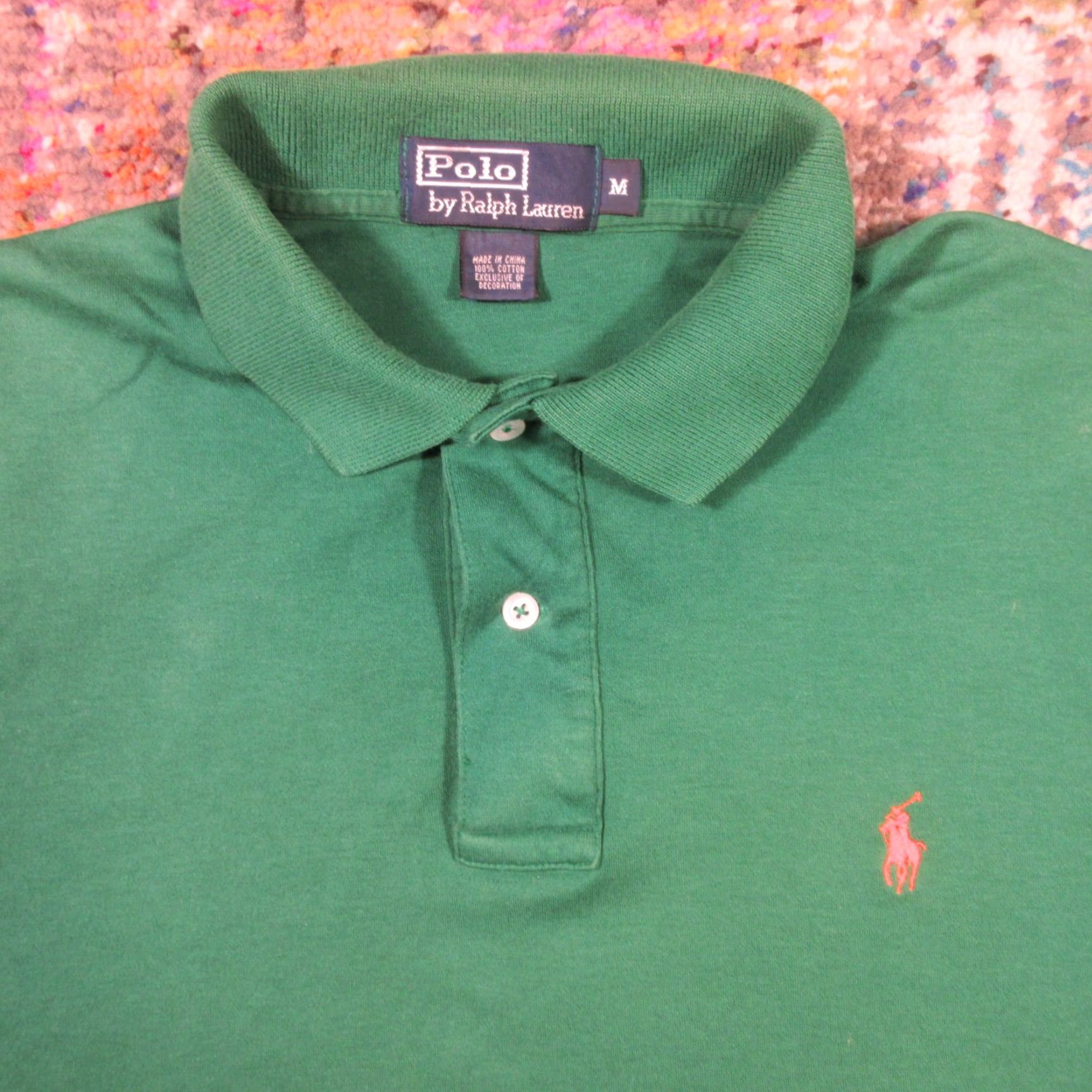 Polo Ralph Lauren VTG Polo Ralph Lauren Polo Shirt Mens M Oversized Green Distressed Size US M / EU 48-50 / 2 - 3 Thumbnail