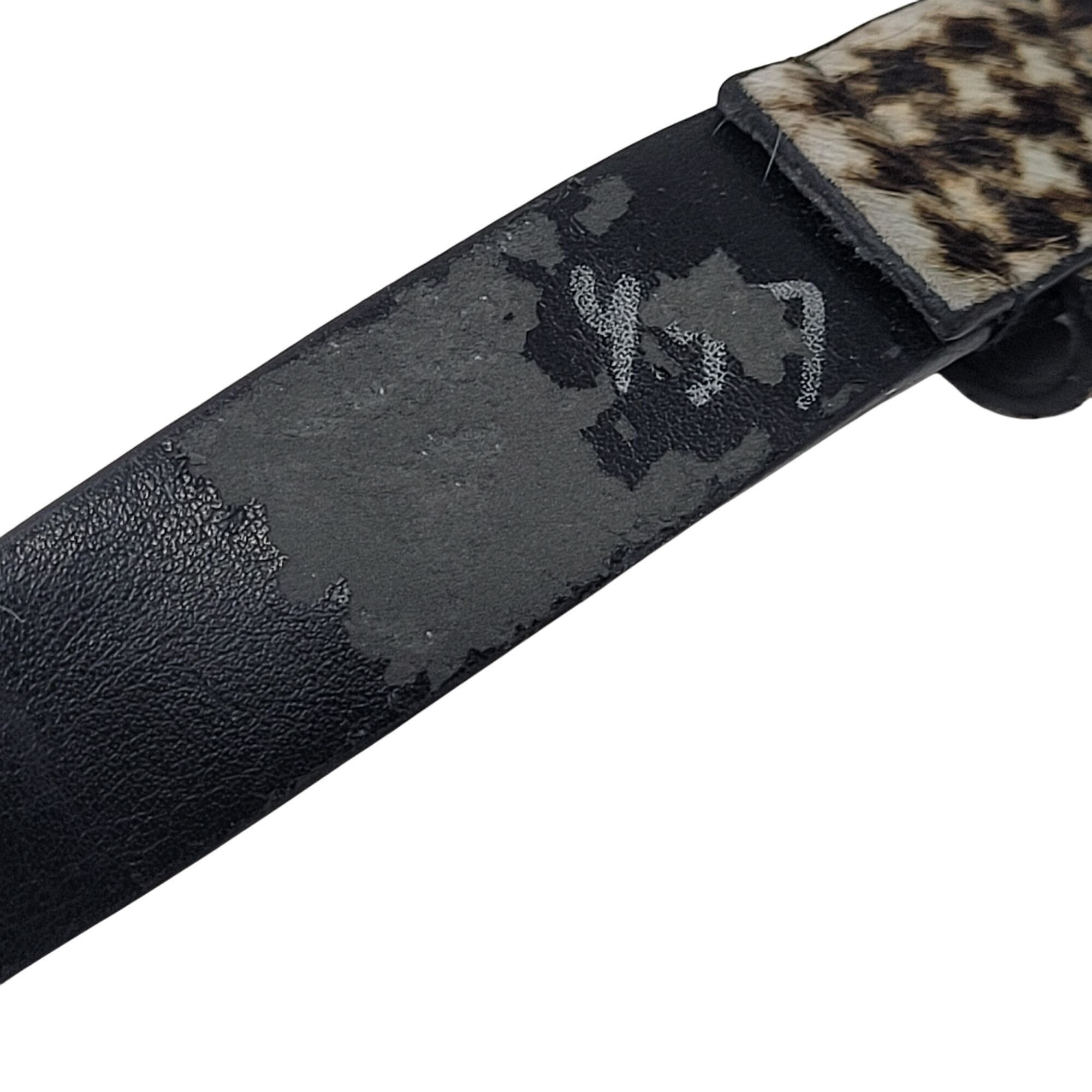 Nanette Lepore Nanette Lepore Houndstooth Gingham Genuine Leather Fur Belt Size ONE SIZE - 10 Thumbnail