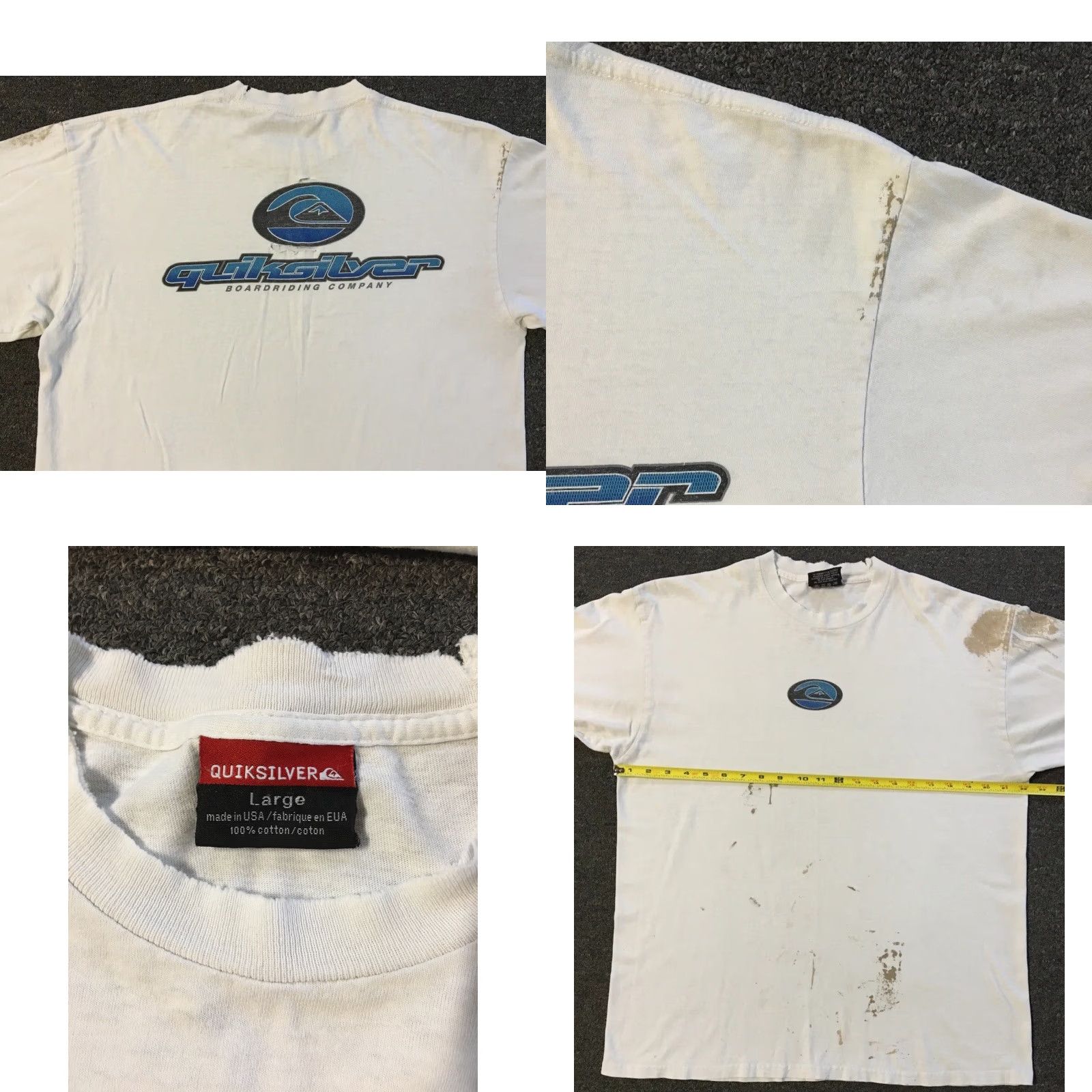 Billabong VINTAGE Quiksilver Thrashed Faded Distress Shirt L USA Surf Skate Grunge OP 90s Y2K Shirt Mens Large White Logo Beach Water Graphic Tee Distressed 90s Size US L / EU 52-54 / 3 - 11 Thumbnail