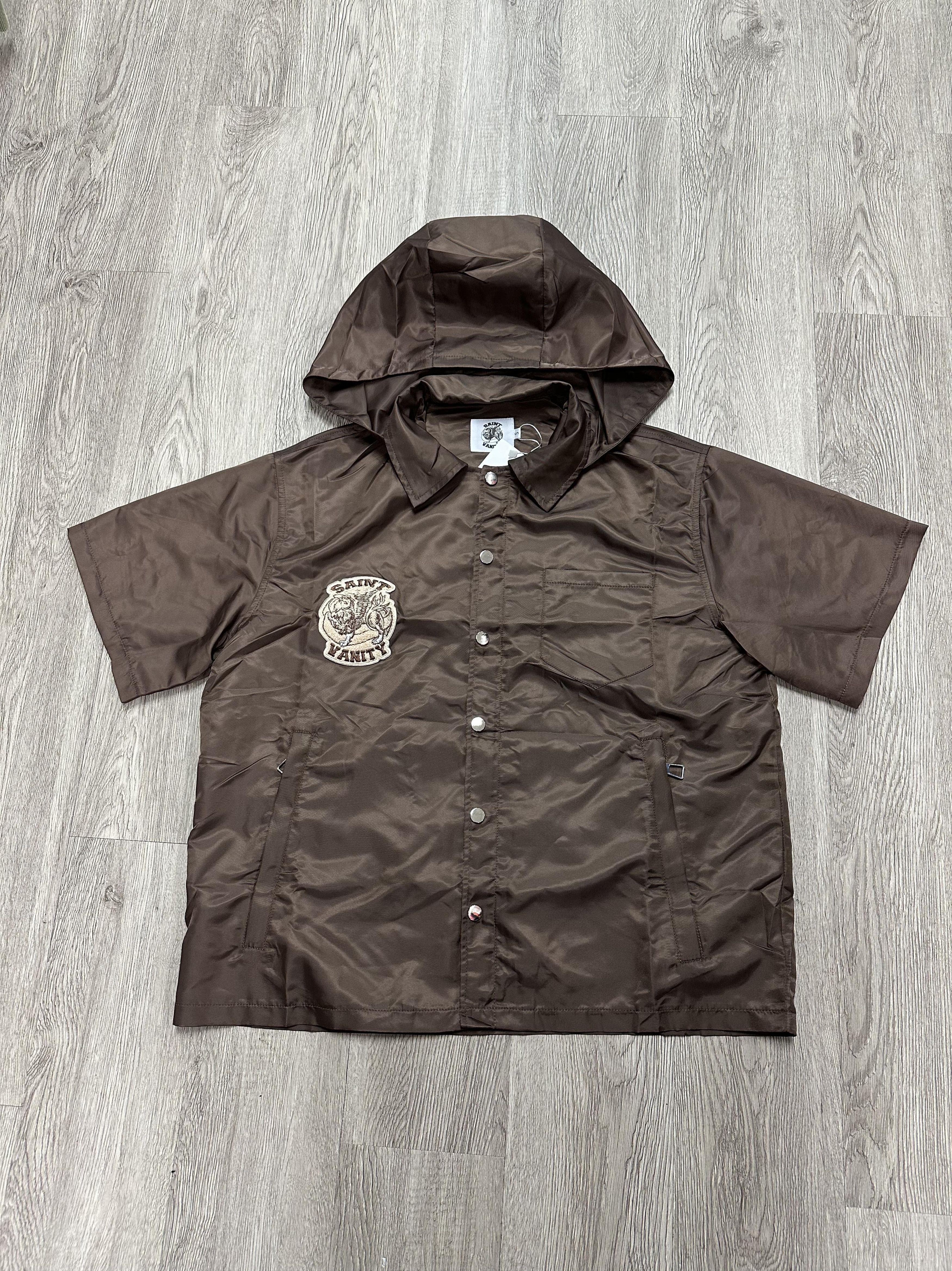 Saint Vanity Saint Vanity Nylon Brown Button Up Shirt Size US S / EU 44-46 / 1 - 2 Thumbnail