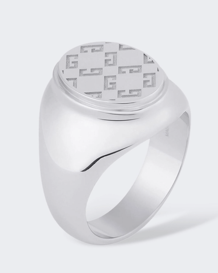 Givenchy (Size 58 / US 8.25) 2G Monogram Signet Ring Silver Brass Size ONE SIZE - 1 Thumbnail