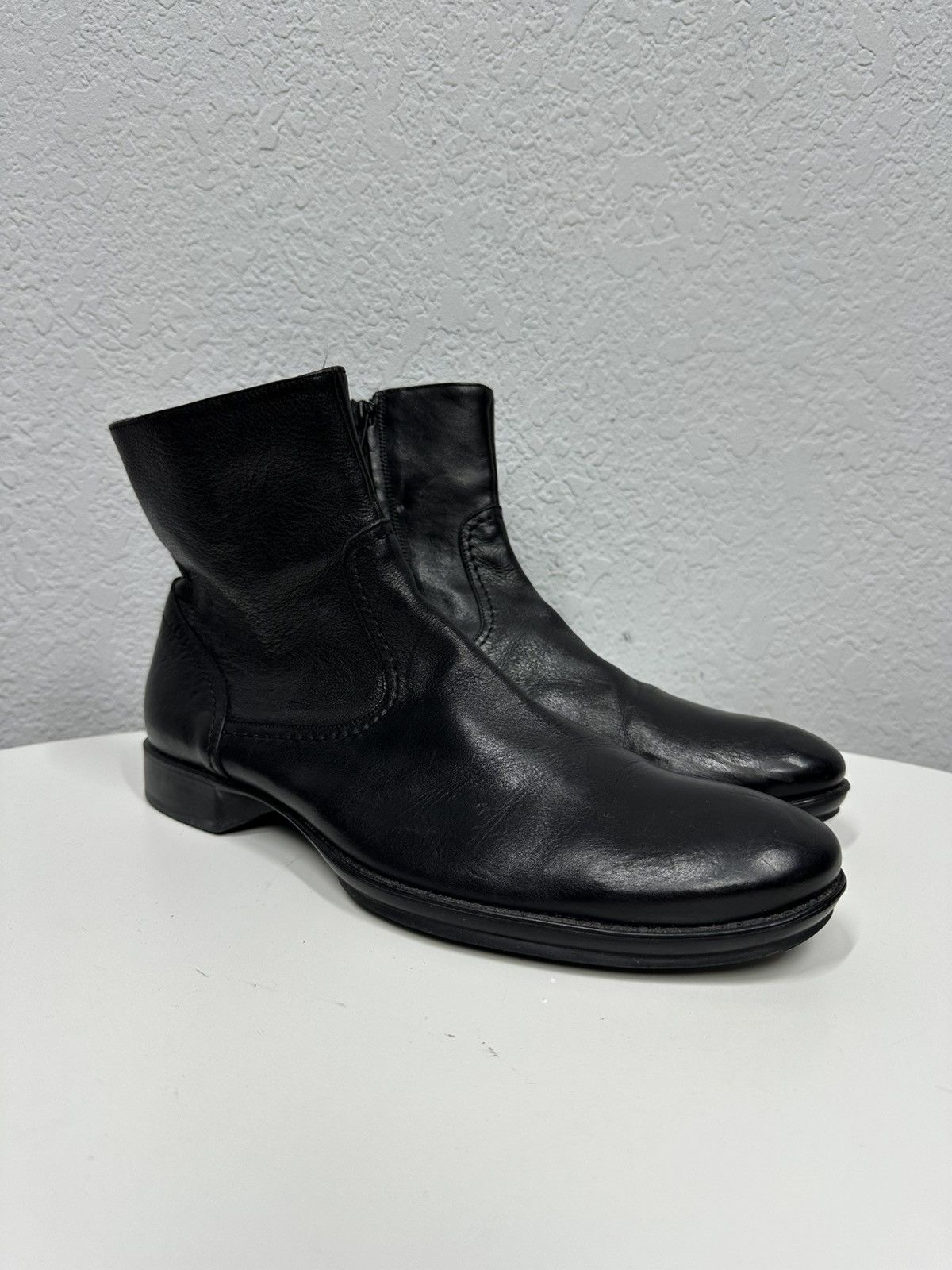 If Six Was Nine AS 98 Vibe Artisan Black Leather Side Zip Ankle Biker Boots Size US 11.5 / EU 44-45 - 4 Thumbnail