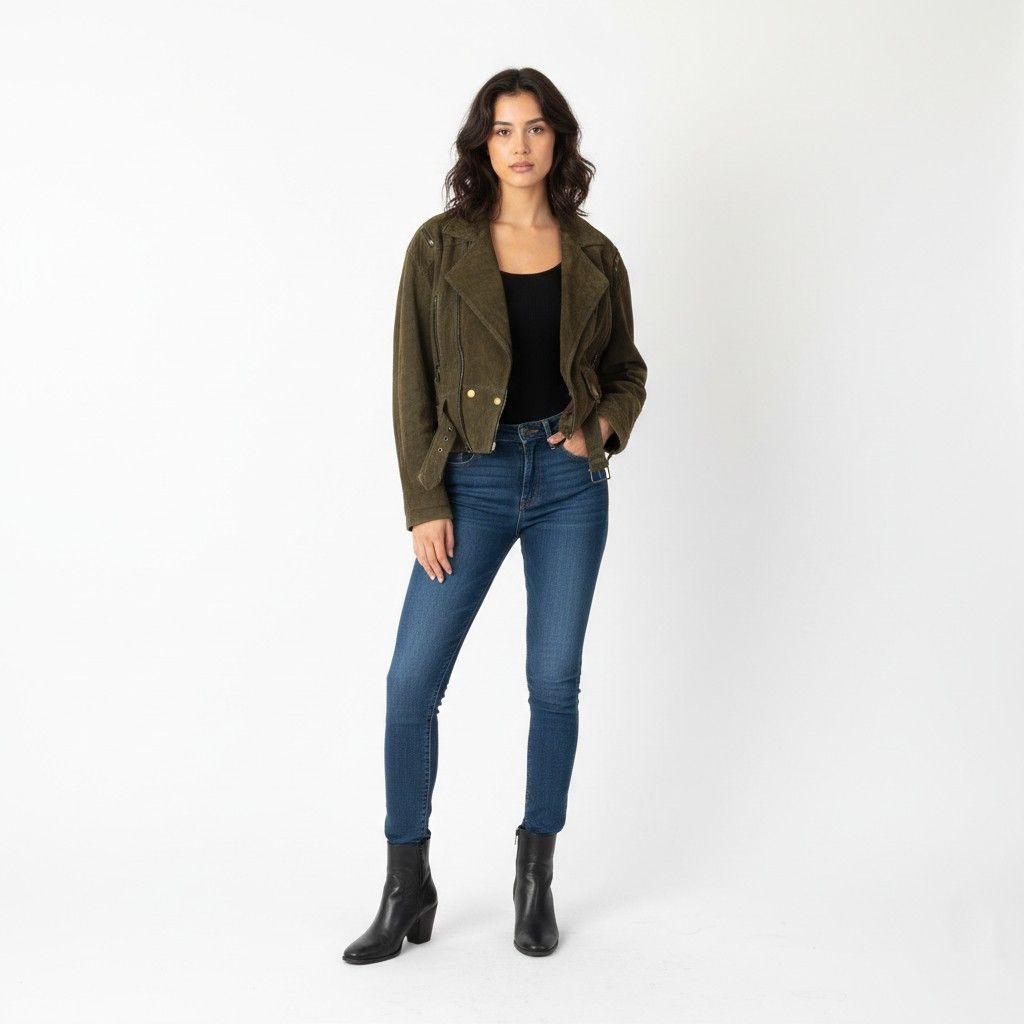 Vintage Miss Joy Women 40 Jacket Vintage Green Leather 6528 Size M / US 6-8 / IT 42-44 - 1 Thumbnail