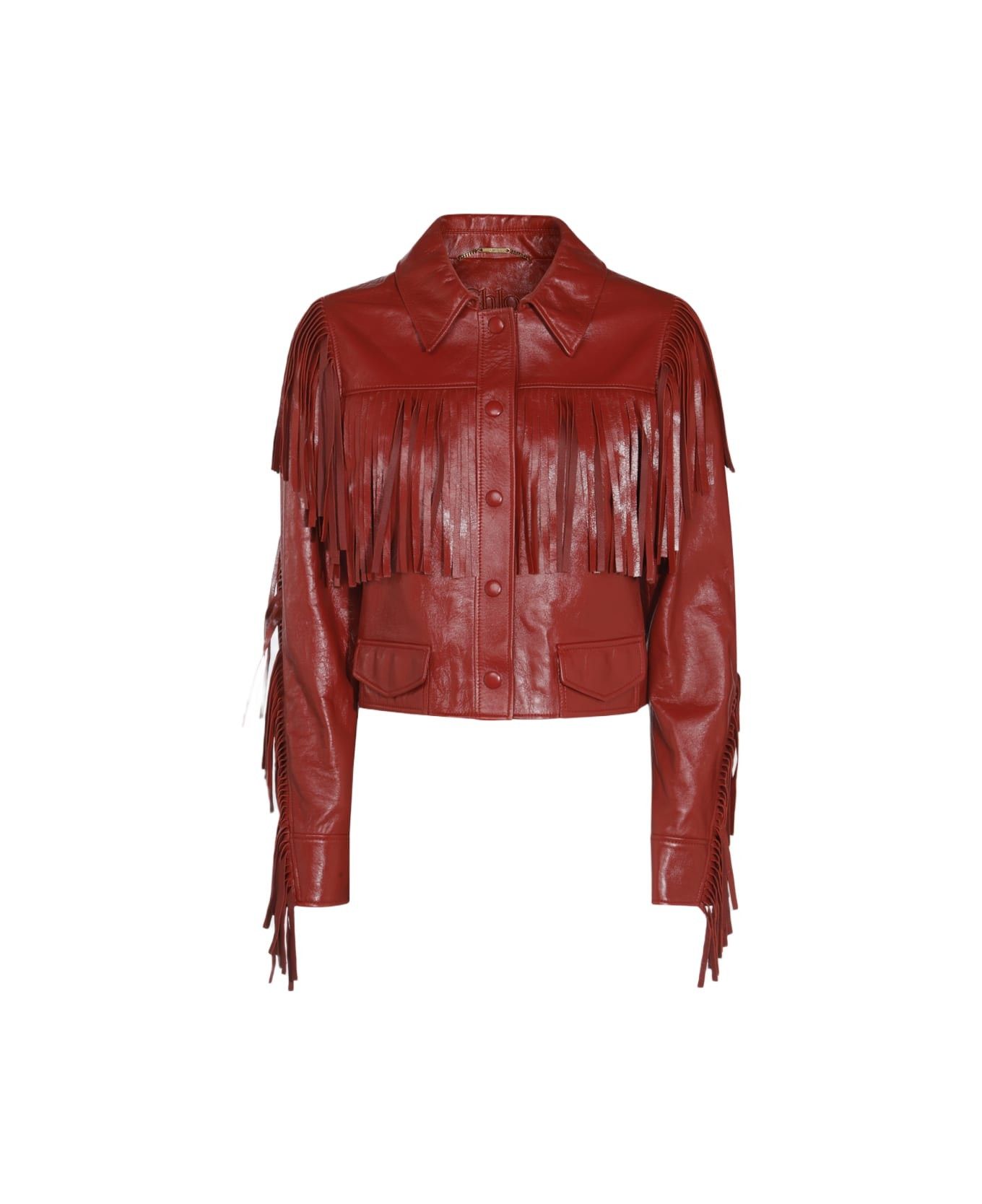 Chloe o1loc1c11125 Leather Jacket in Plaid Red Size M / US 6-8 / IT 42-44 - 1 Thumbnail