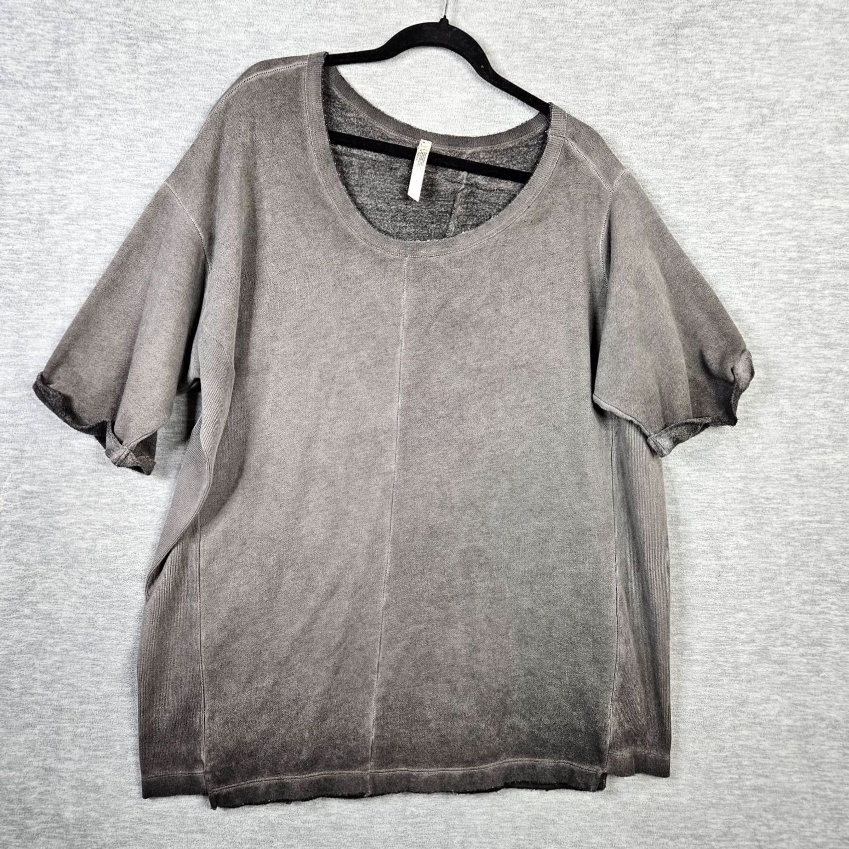 Free People Free People Intimately Women's Gray L Scoop Neck Asymmetrical Oversize Top XS Size XS / US 0-2 / IT 36-38 - 2 Thumbnail
