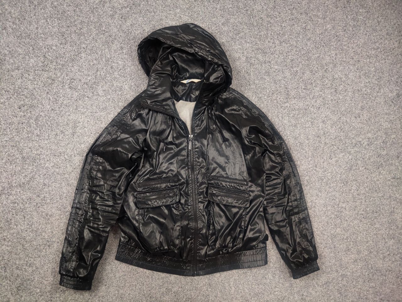 Adidas Vintage 00s all black Multi Pocket Bomber Jacket Y2K