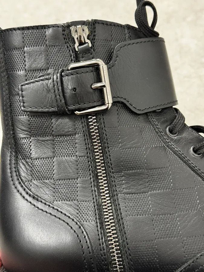 Louis Vuitton Louis Vuitton Black Leather Damier Clash Combat Boots Size US 10 / EU 43 - 4 Thumbnail