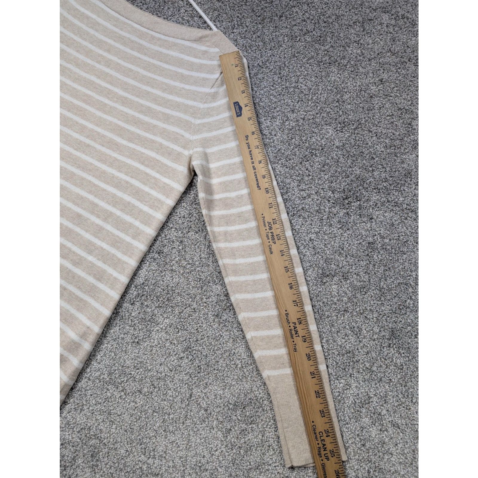 J.Crew J.Crew Sweater Shirt Beige White Striped Boat Neck Long Sleeve 100% Cotton Regular Fit Womens S Pullover Casual Spring Size S / US 4 / IT 40 - 4 Thumbnail