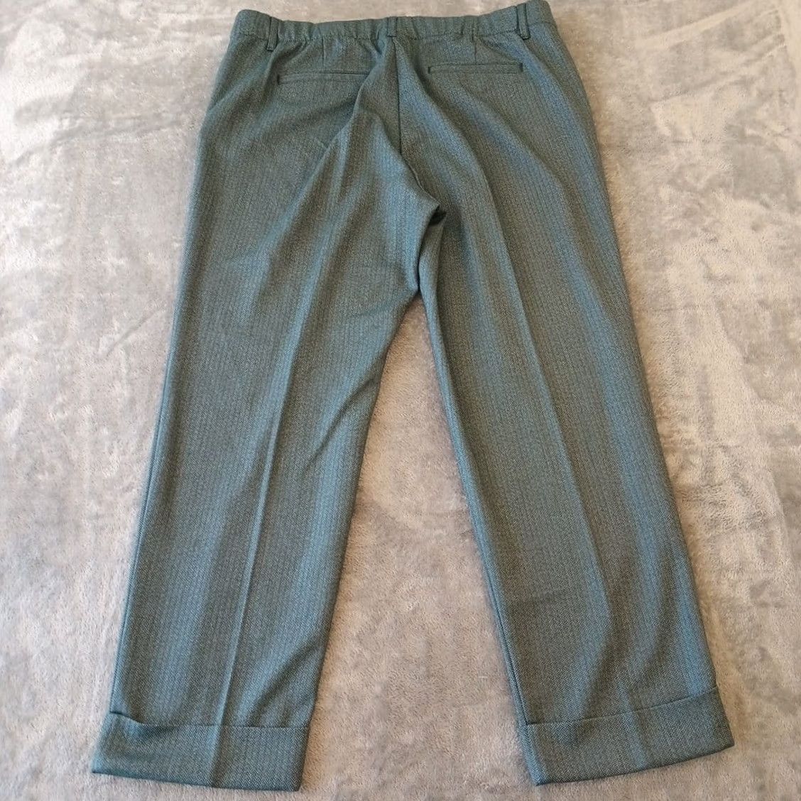 J. Jill J. Jill Pants Womens Large Green Herringbone Cuffed Pull On Pockets Ankle Straight Vintage No Size 36" / US 14 / IT 50 - 2 Thumbnail