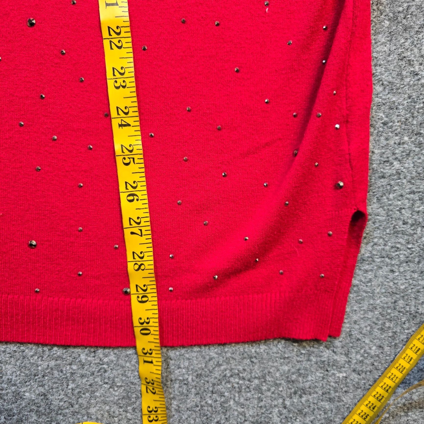Vintage Vila Milano Sweater Womens Size 2X Red Wool Blend Rhinestone Holiday Pullover Size XXL / US 16-18 / IT 52-54 - 6 Thumbnail