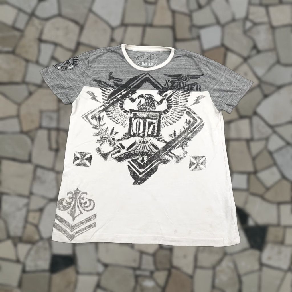 Vintage VINTAGE AXR Xzavier Tee Shirt Mens Large Gray White Graphic Eagle MMA Y2K Crew Neck 90s 2000s Mens Size US L / EU 52-54 / 3 - 1 Thumbnail