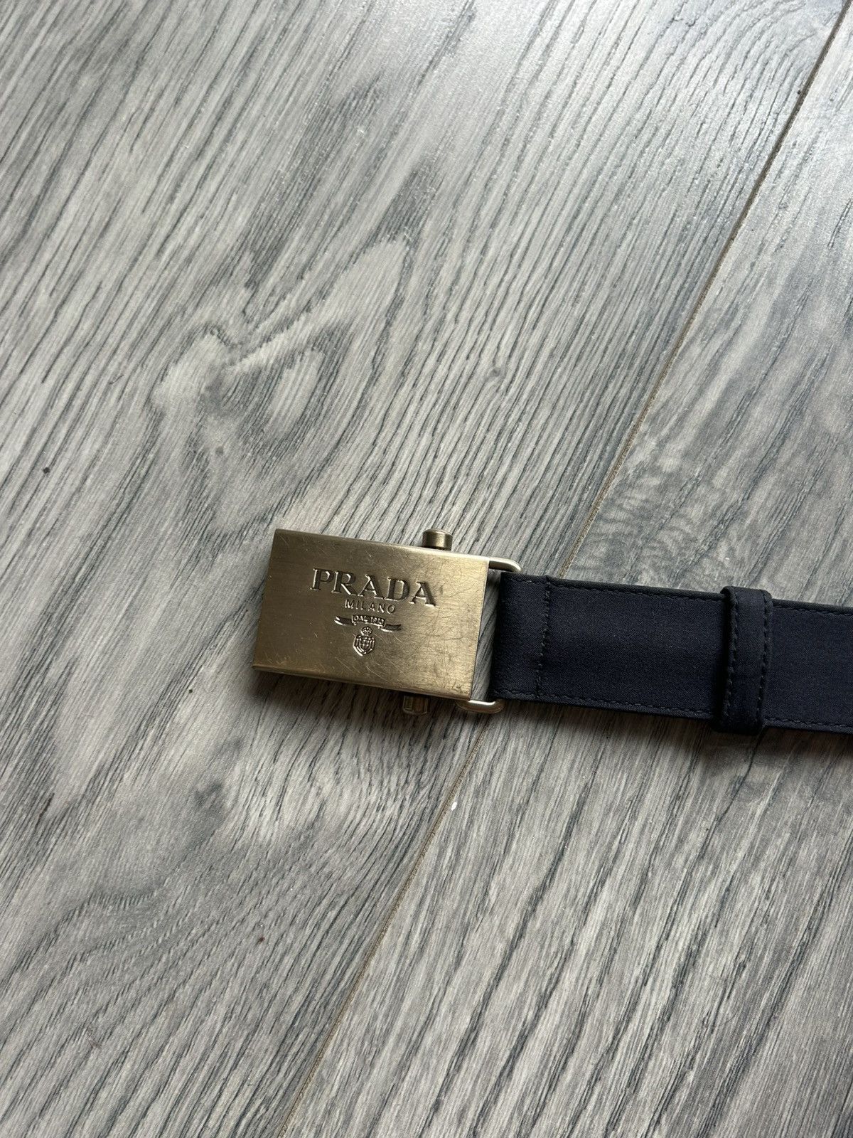 Prada Prada Navy Fabric Belt with Brass Buckle Size ONE SIZE - 3 Thumbnail