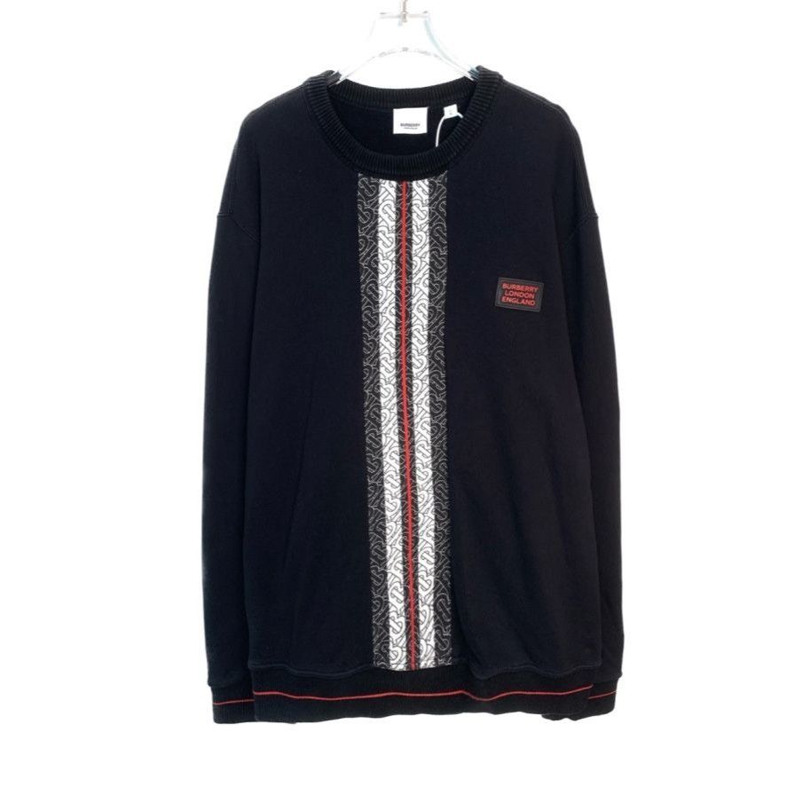 Burberry Burberry Black Logo Striped Patchwork Sweatshirt L Long-Slee Size US L / EU 52-54 / 3 - 1 Thumbnail