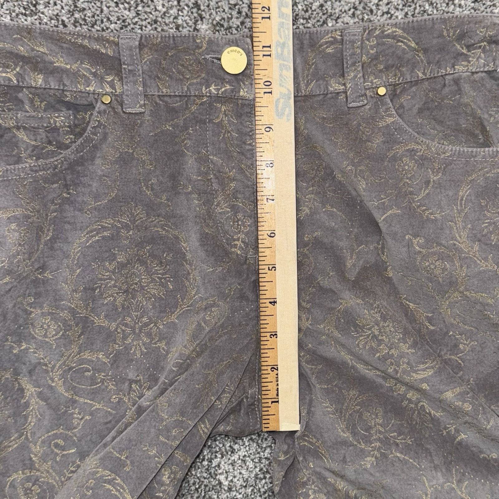 Chicos Chicos Pants Women 0 Whimsigoth Velvet Baroque Embellished Size 25" / US 0 / IT 36 - 4 Thumbnail
