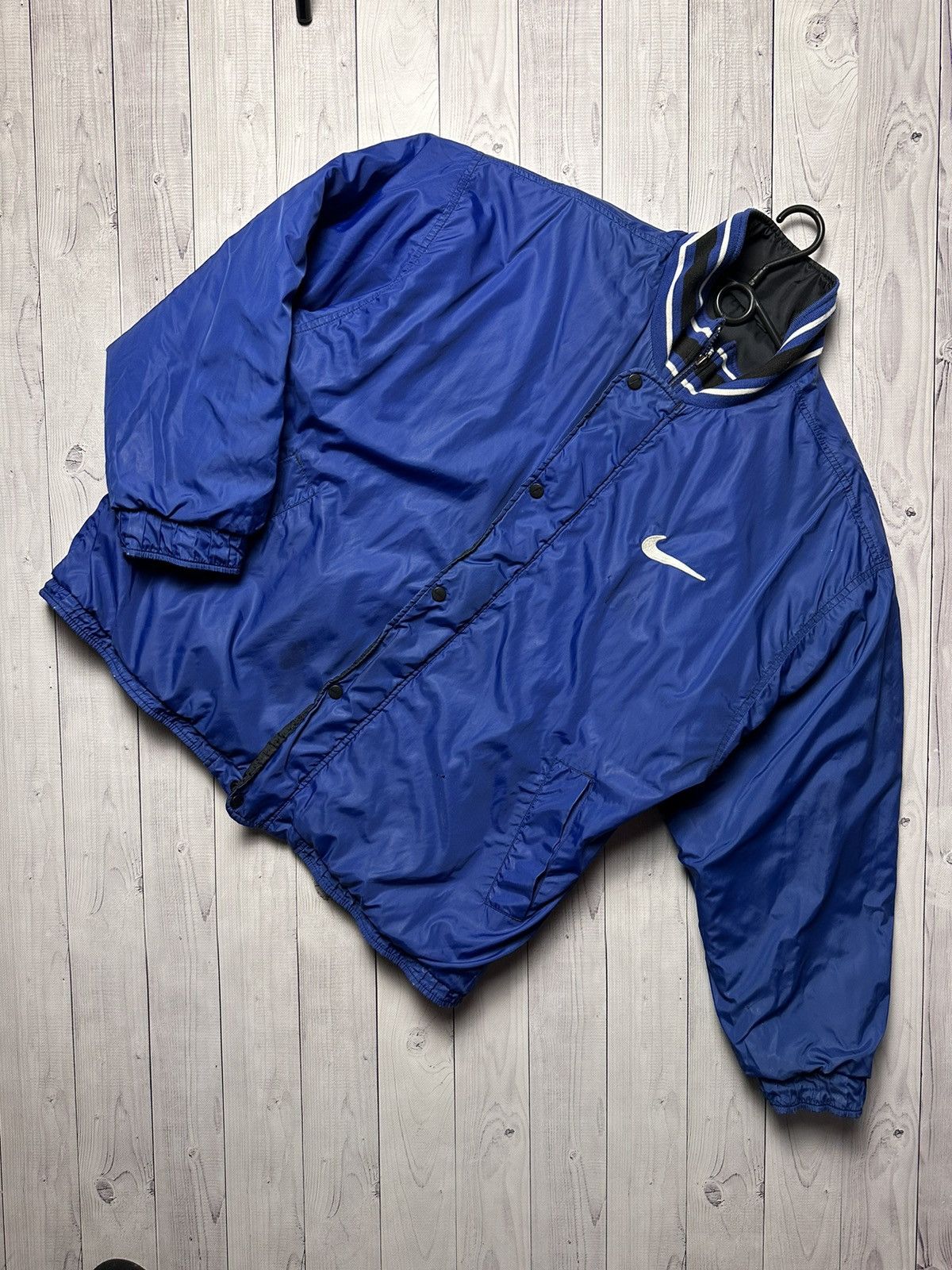 Vintage Vintage Nike big swoosh jacket reversible drill bomber L/XL Size US XL / EU 56 / 4 - 3 Thumbnail