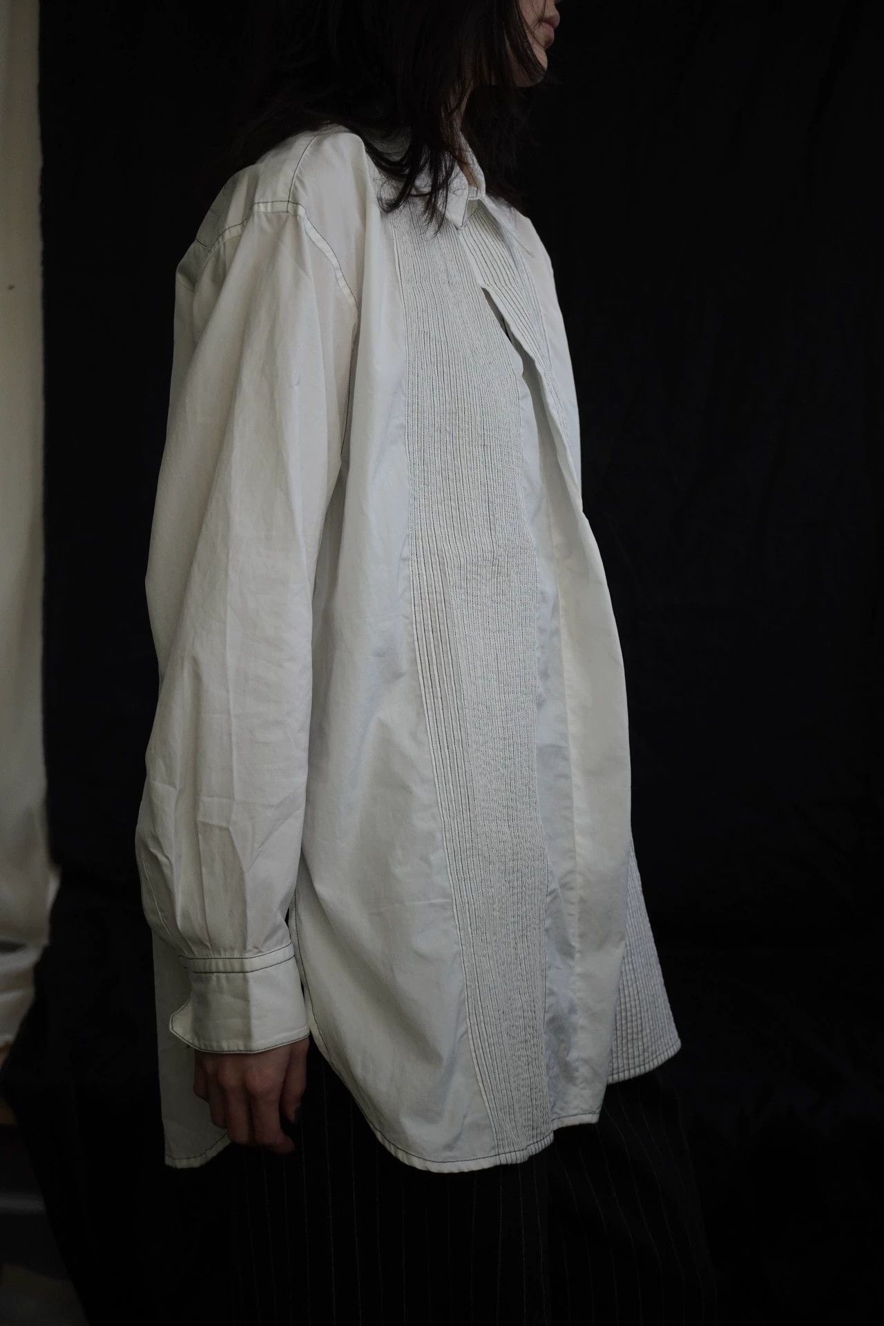 Issey Miyake Issey Miyake 1995 Quilted Topstitch White A-Line Shirt M Size US M / EU 48-50 / 2 - 4 Thumbnail