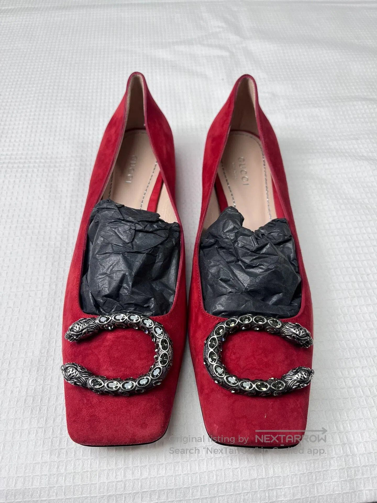 Gucci Gucci Dionysus Red Suede Flats 37.5. Size US 6.5 / IT 36.5 - 1 Thumbnail