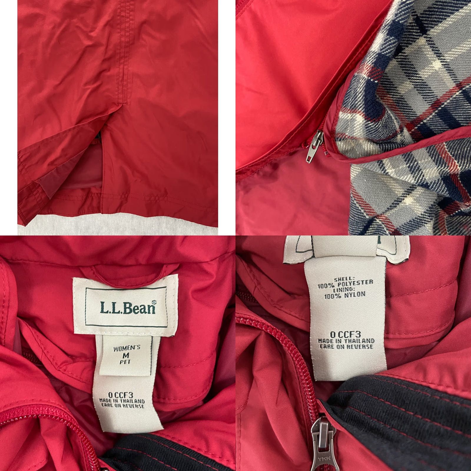 Vintage L.L. Bean Womens Trench Coat Rain Coat Wool Lined Full Zip Red - Size M - Polyester Canvas - Long Coat - Outdoor Rainwear - Womens Size M / US 6-8 / IT 42-44 - 8 Thumbnail