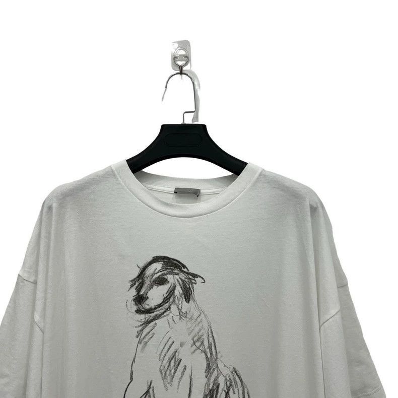 Dior Dior White Dog Sketch TShirt XL Size-2506 Size US XL / EU 56 / 4 - 4 Thumbnail