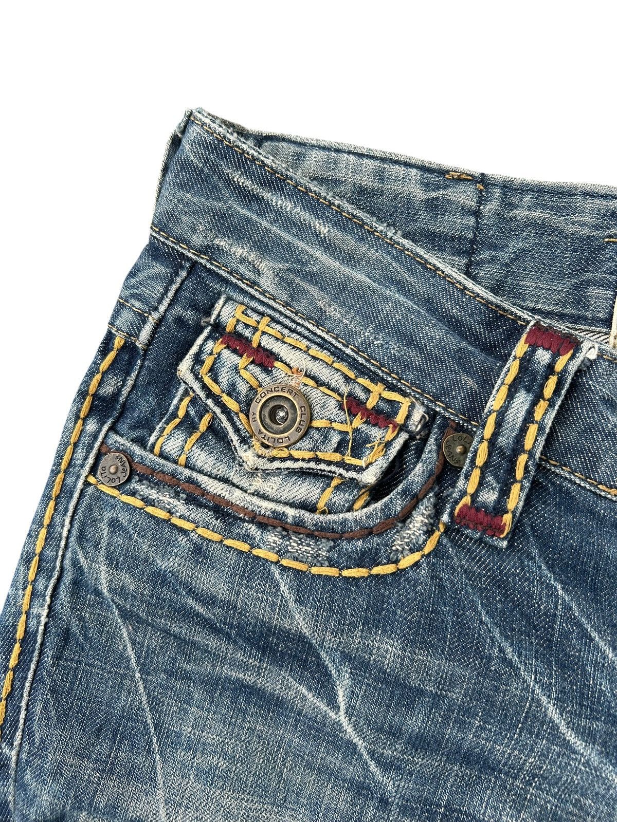 Kapital Flare Yoshitomo Nara Lolita Distressed Denim Jeans Size US 30 / EU 46 - 7 Thumbnail