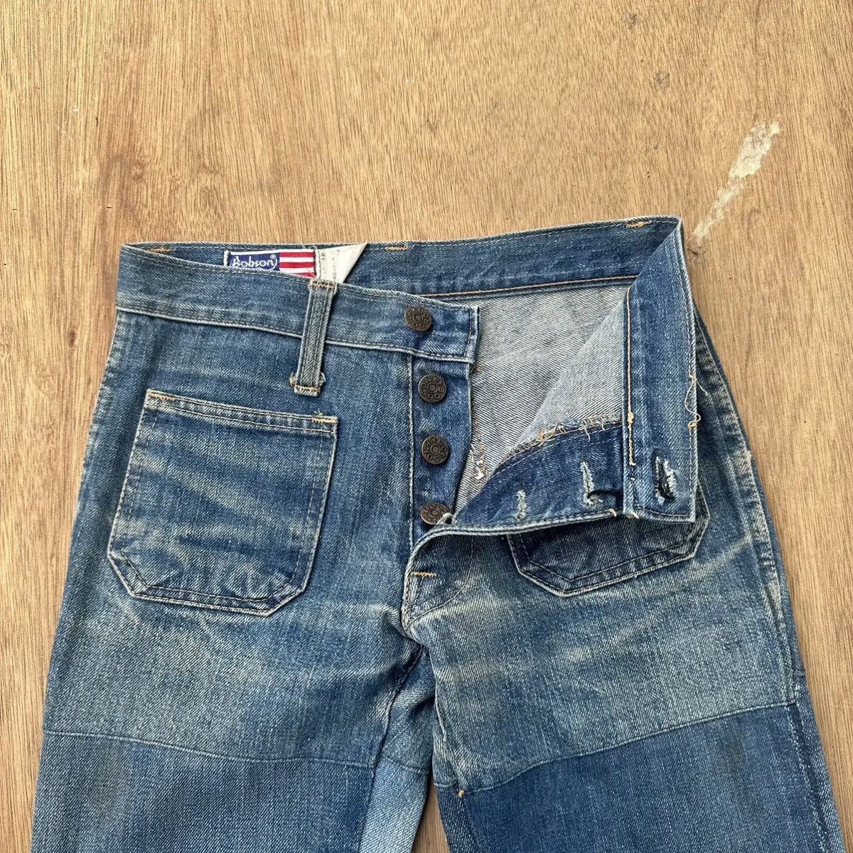 Hysteric Glamour FLARE/BOOTCUT‼️VTG BOBSON JEANS PATCHWORK VERY RARE WIDE LEG Size US 26 / EU 42 - 7 Thumbnail