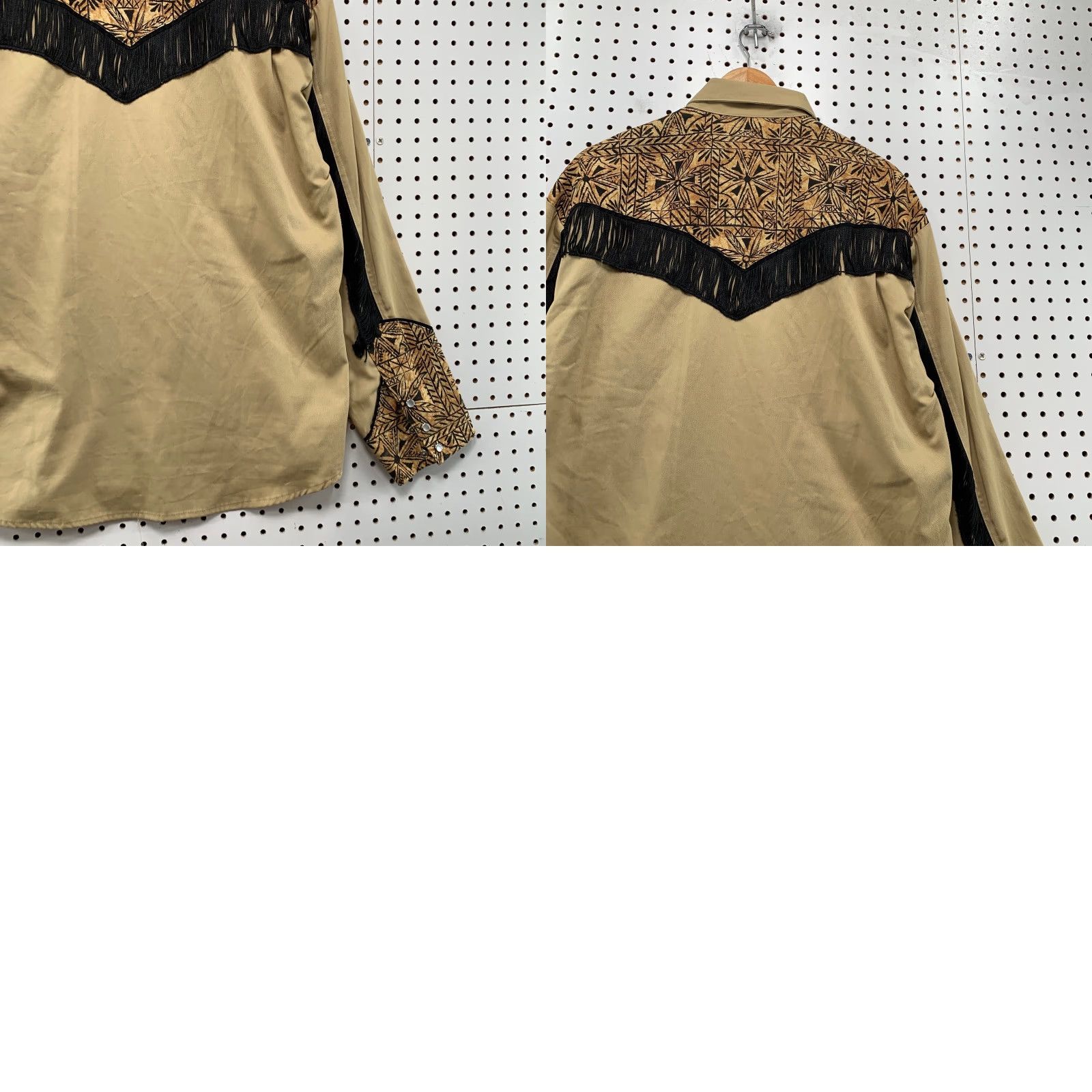 Vintage VINTAGE JB Trinity Western Snap Shirt Mens XL Beige Fringe Up Cowboy Made USA Shirt Mens XL Beige Fringe Western Cowboy 1960s 1970s Mens Size US XL / EU 56 / 4 - 10 Thumbnail