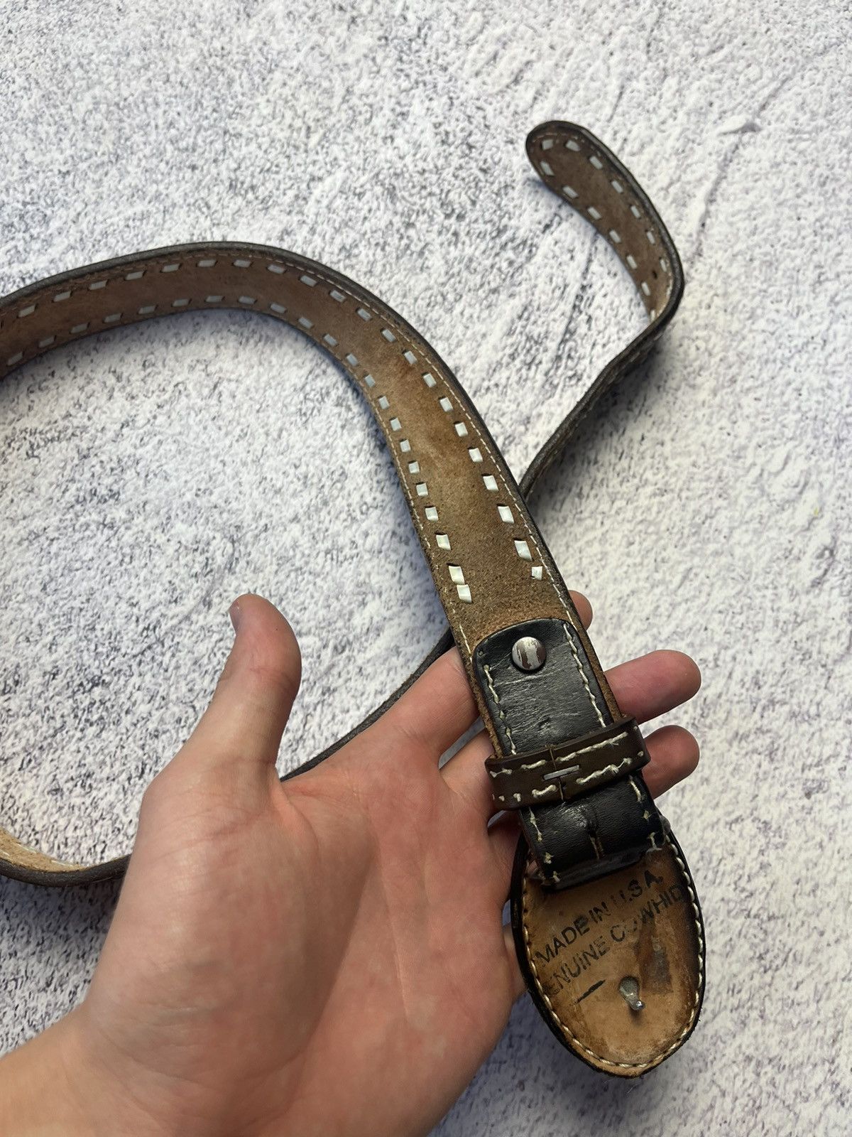 Leather Men’s Vintage Leather Belt Y2K Size ONE SIZE - 11 Thumbnail