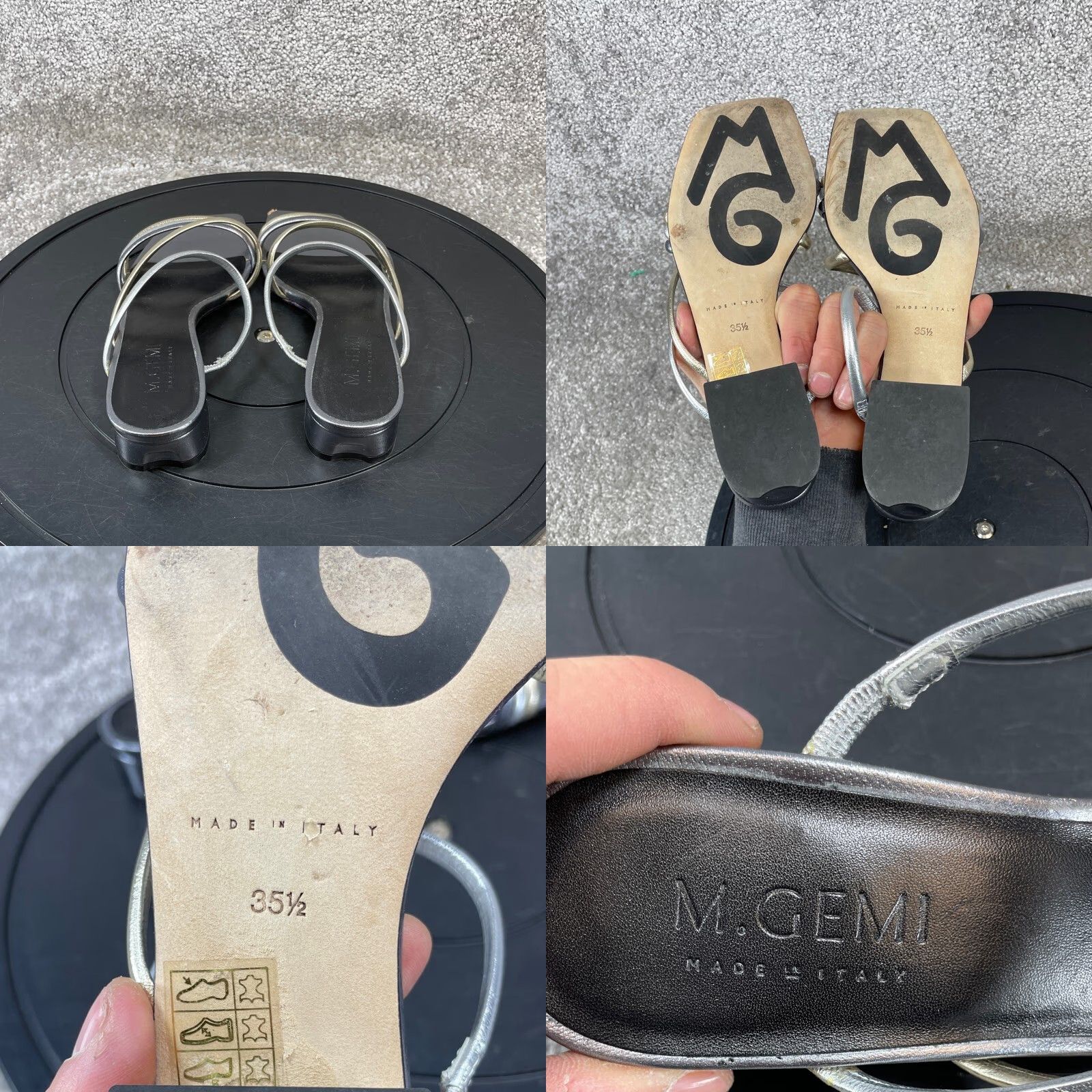 Vintage VINTAGE M. GEMI Women's Sandals Size 5.5 Leather Strappy Silver Slip-On Outdoor Summer Size US 5.5 / IT 35.5 - 8 Thumbnail