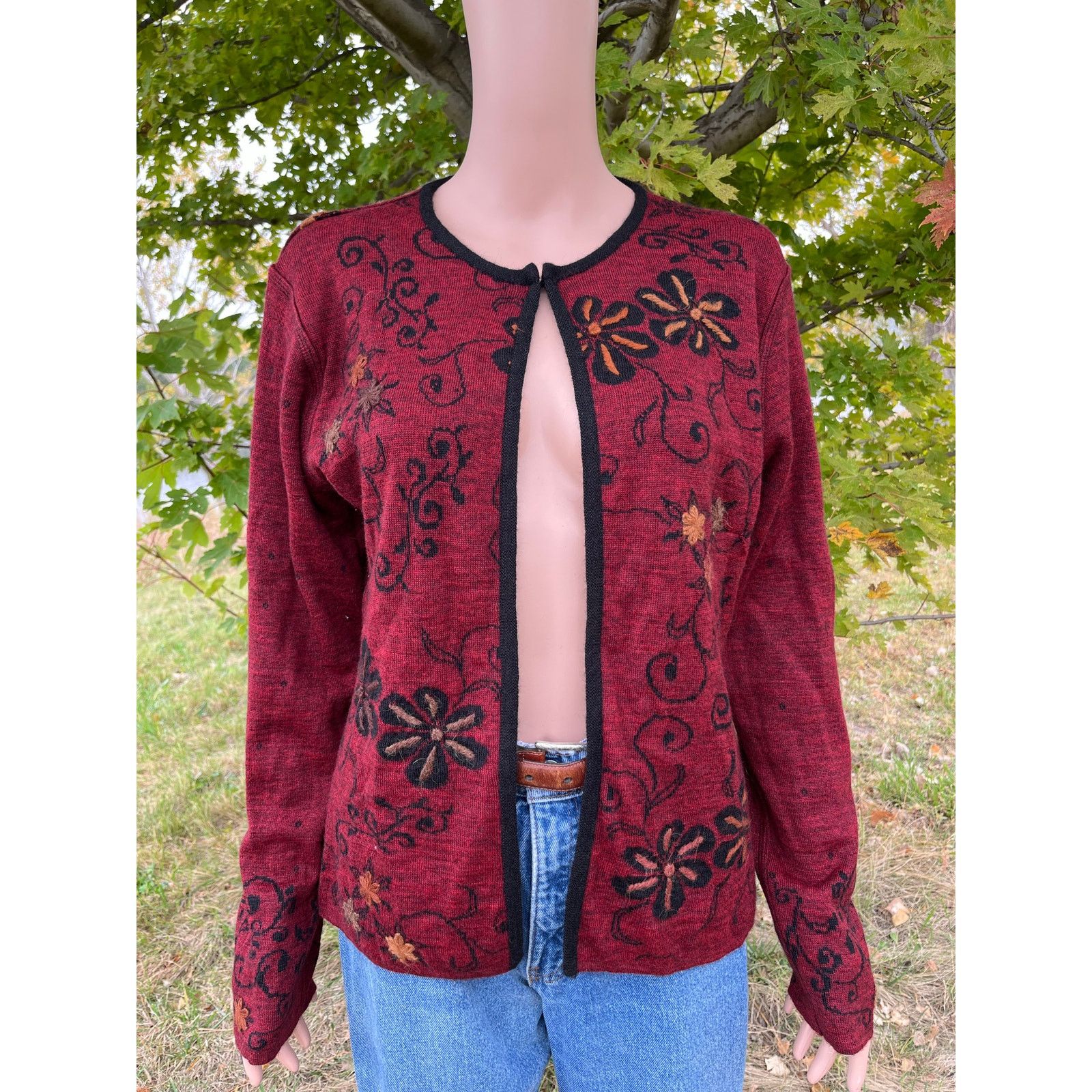 Other Alpaca Meadows Reversible Floral One Button Cardigan Size M / US 6-8 / IT 42-44 - 2 Thumbnail