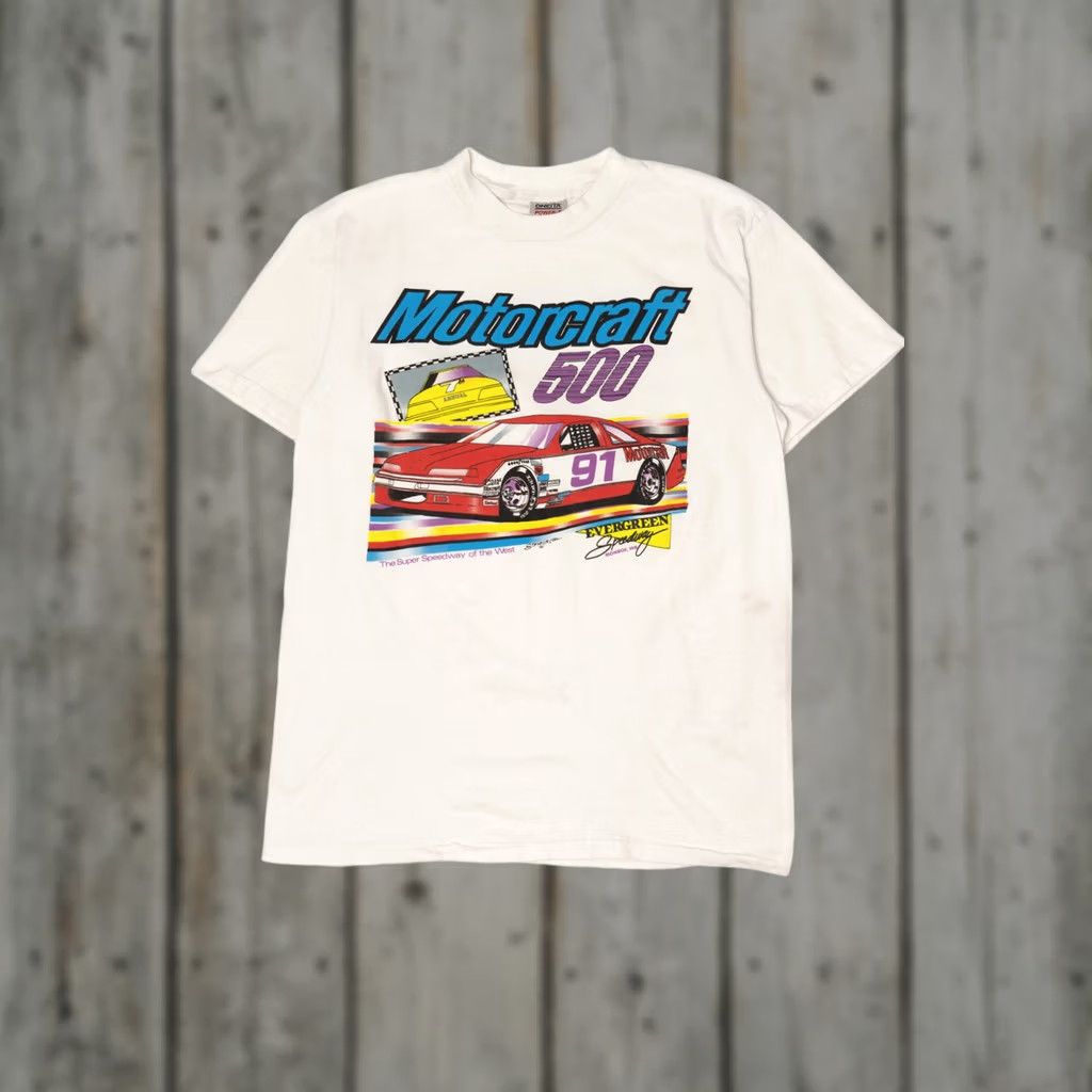 Vintage VINTAGE Motorcraft 500 Champions Single Stitch T-Shirt White Unisex Adults XL Short Sleeve 1991 1990s Mens Womens Boys Girls Size US XL / EU 56 / 4 - 1 Thumbnail