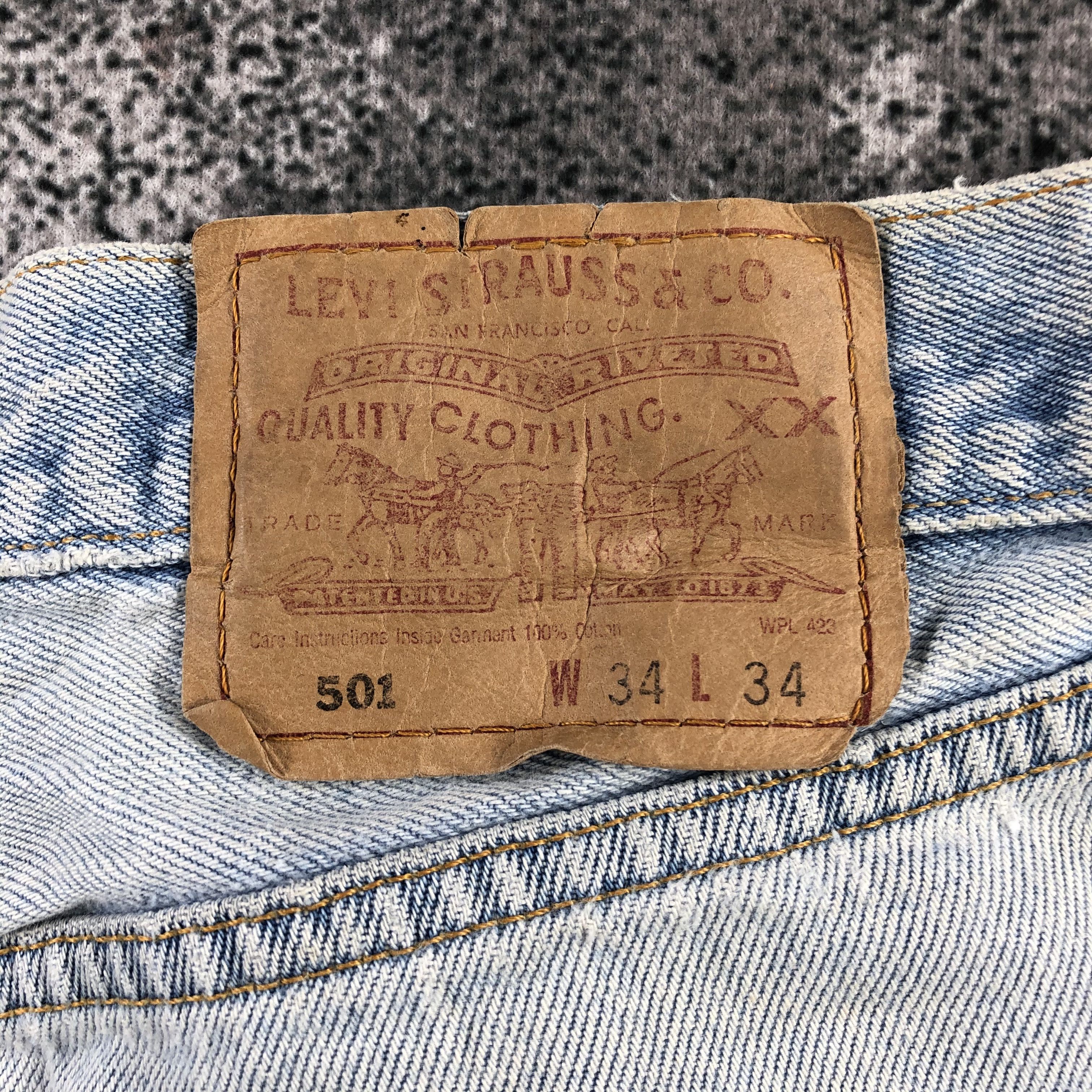 Levi's Vintage 90s Levi's 501 Jeans Dirty Light wash Denim KJ791 Size US 34 / EU 50 - 5 Thumbnail