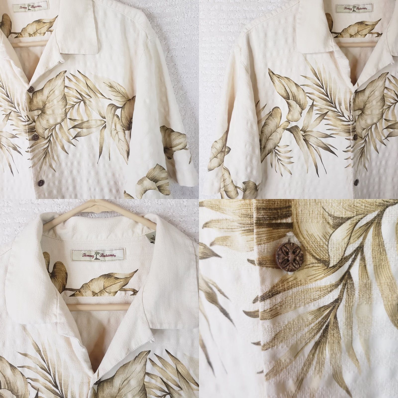 Tommy Bahama Tommy Bahama Shirt Short Sleeve Button L Yellow Silk Floral Tropical Hawaiian Button-Up Pocket Mens Regular Size L Size US L / EU 52-54 / 3 - 8 Thumbnail