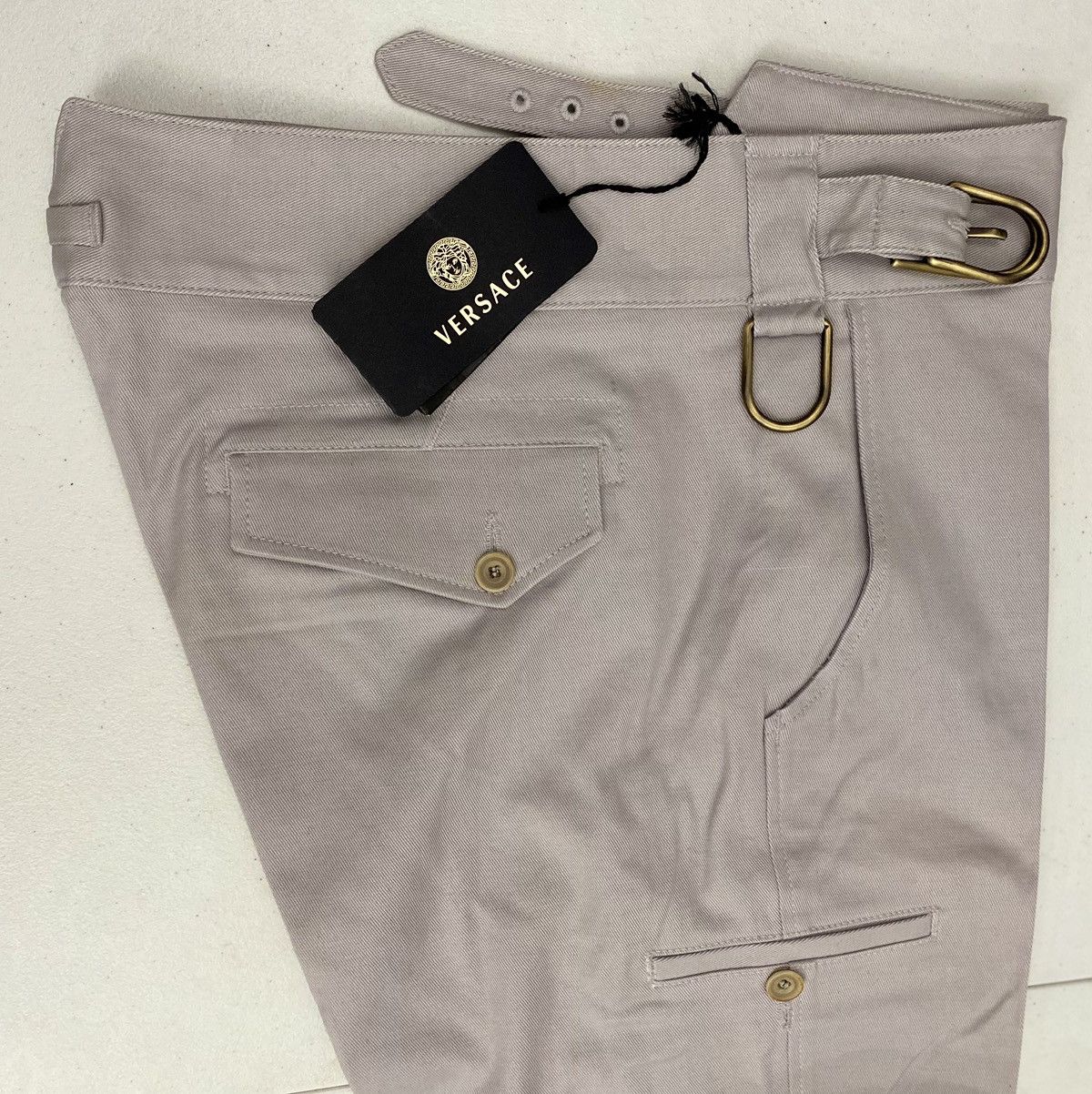 Versace Versace 🇮🇹 Smoke Purple Twill Brass Buckle Cargo Pants 50 NEW Size US 34 / EU 50 - 14 Thumbnail